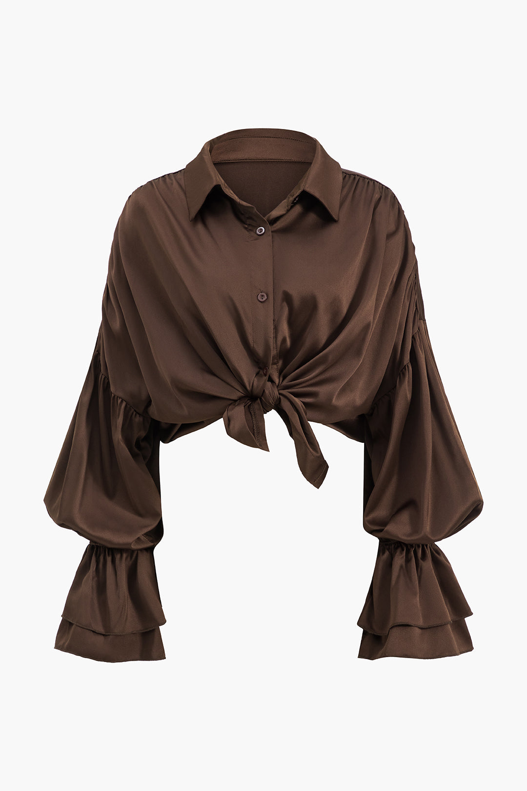 Satin Button Long-Sleeve Shirt