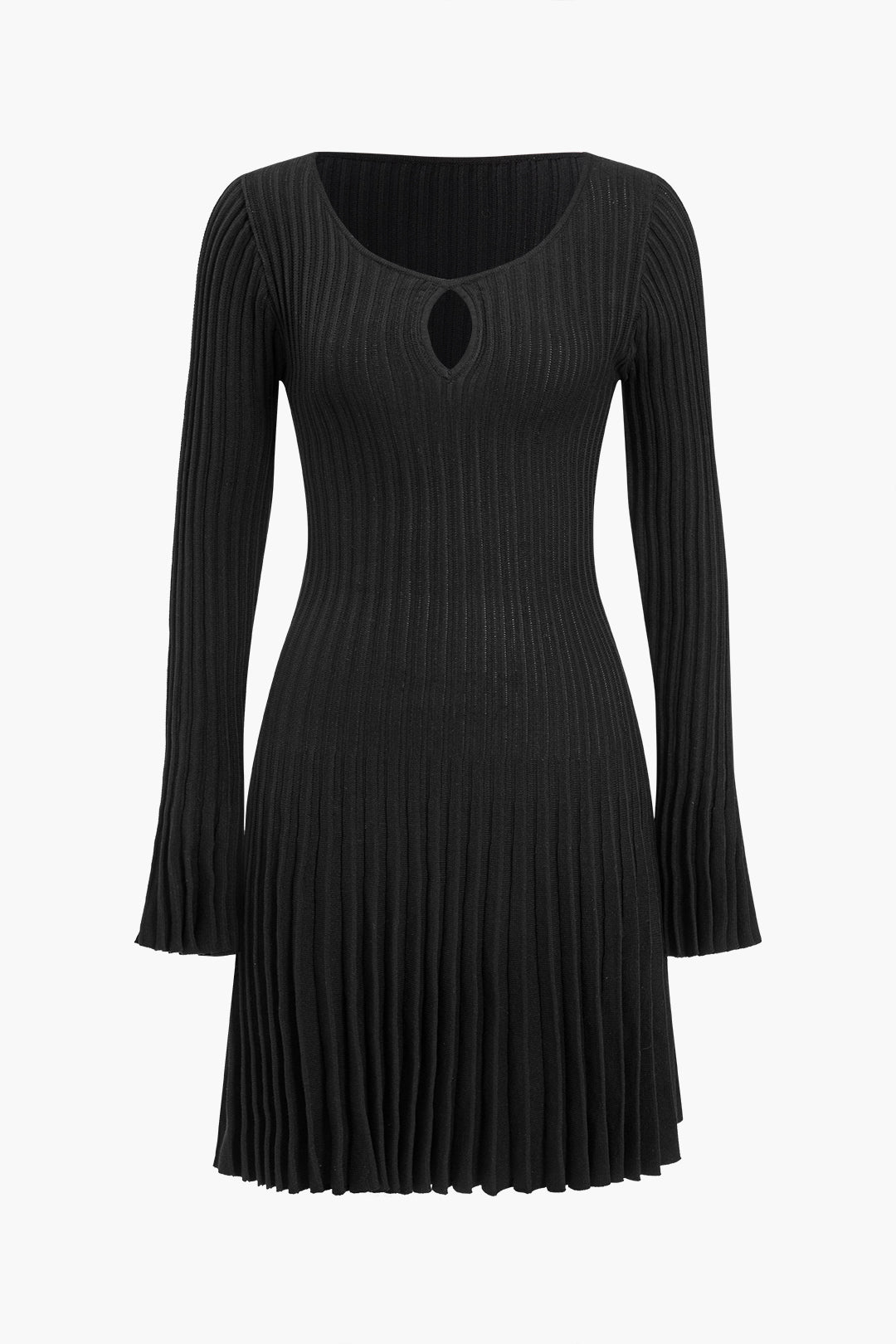 Knit Cut Out Long Sleeve Bell Sleeve Dress