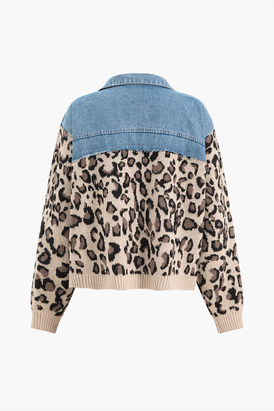 Leopard Print  Patchwork Denim Jacket