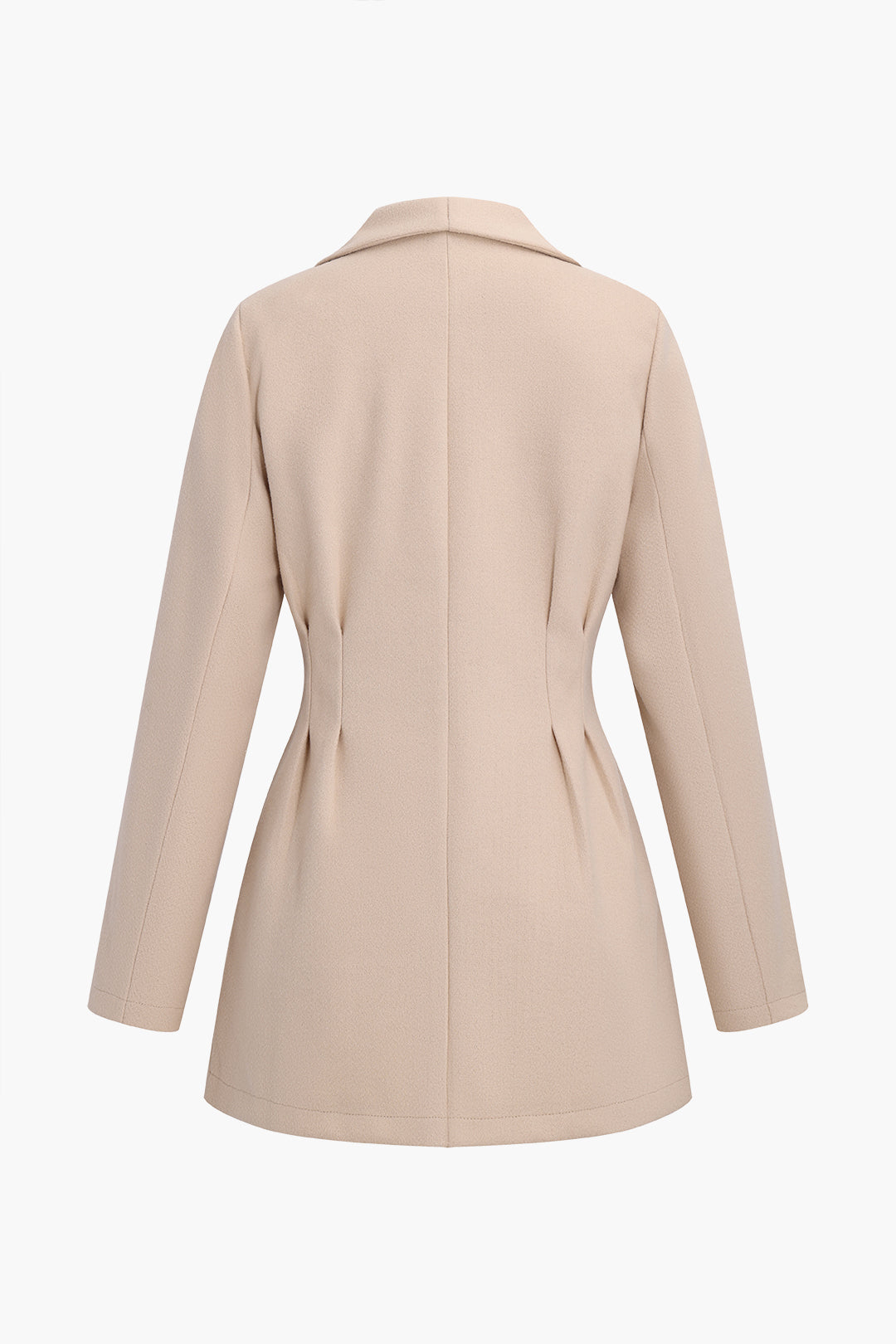 Ruched Waist Woolen V-neck Jacket