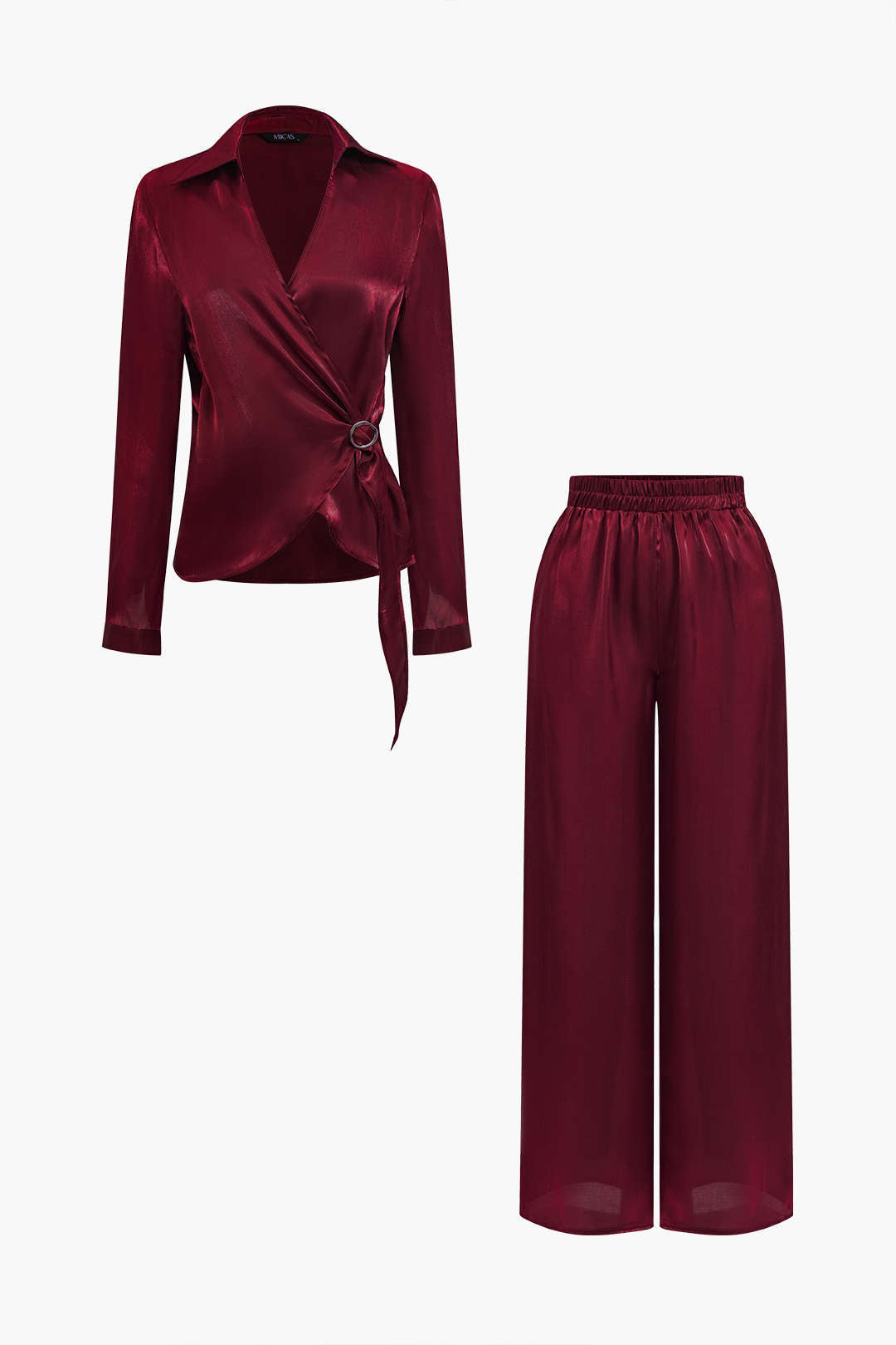 Solid Asymmetrical Shirt And Trousers Set