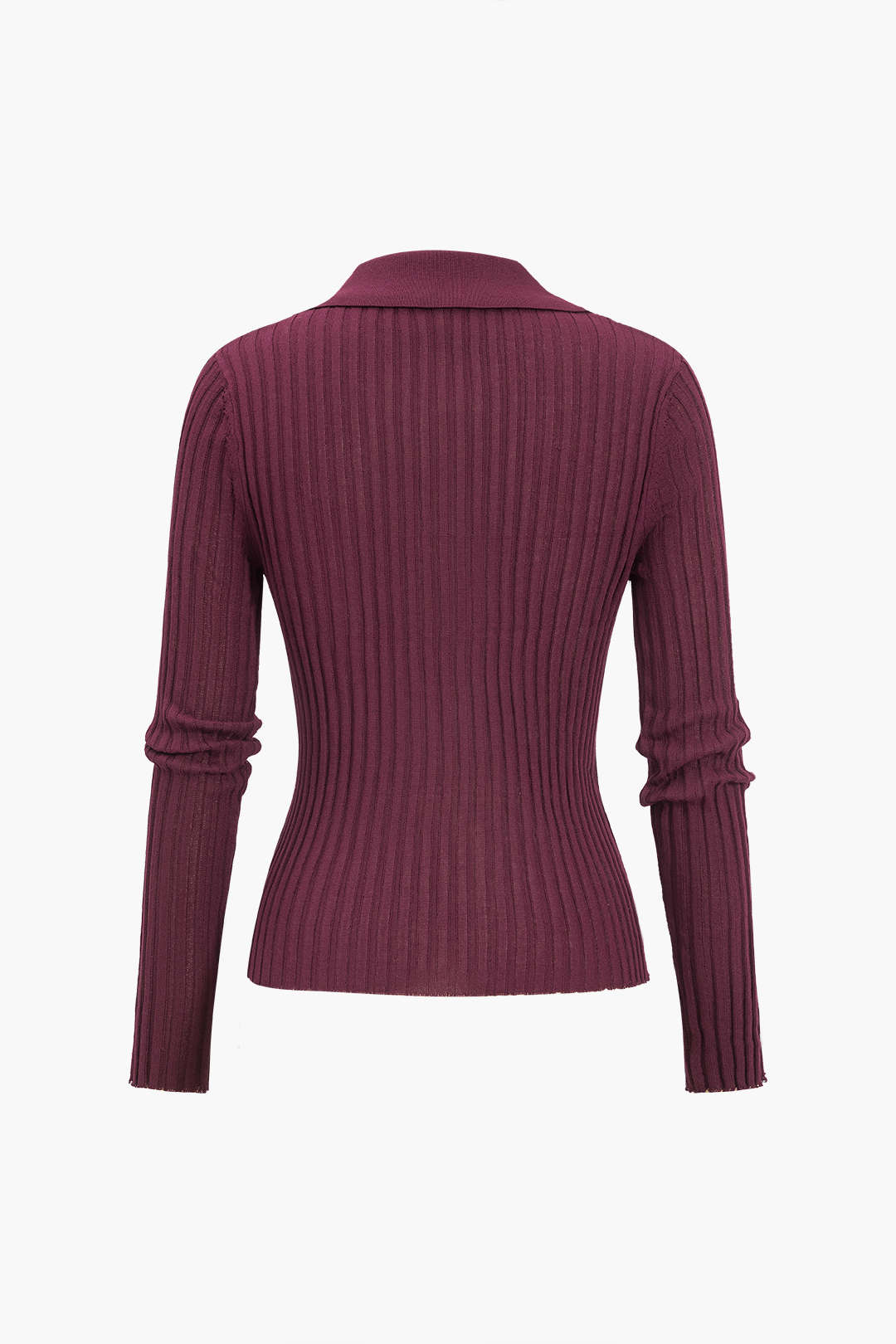 Ribbed Button Long-Sleeve Top