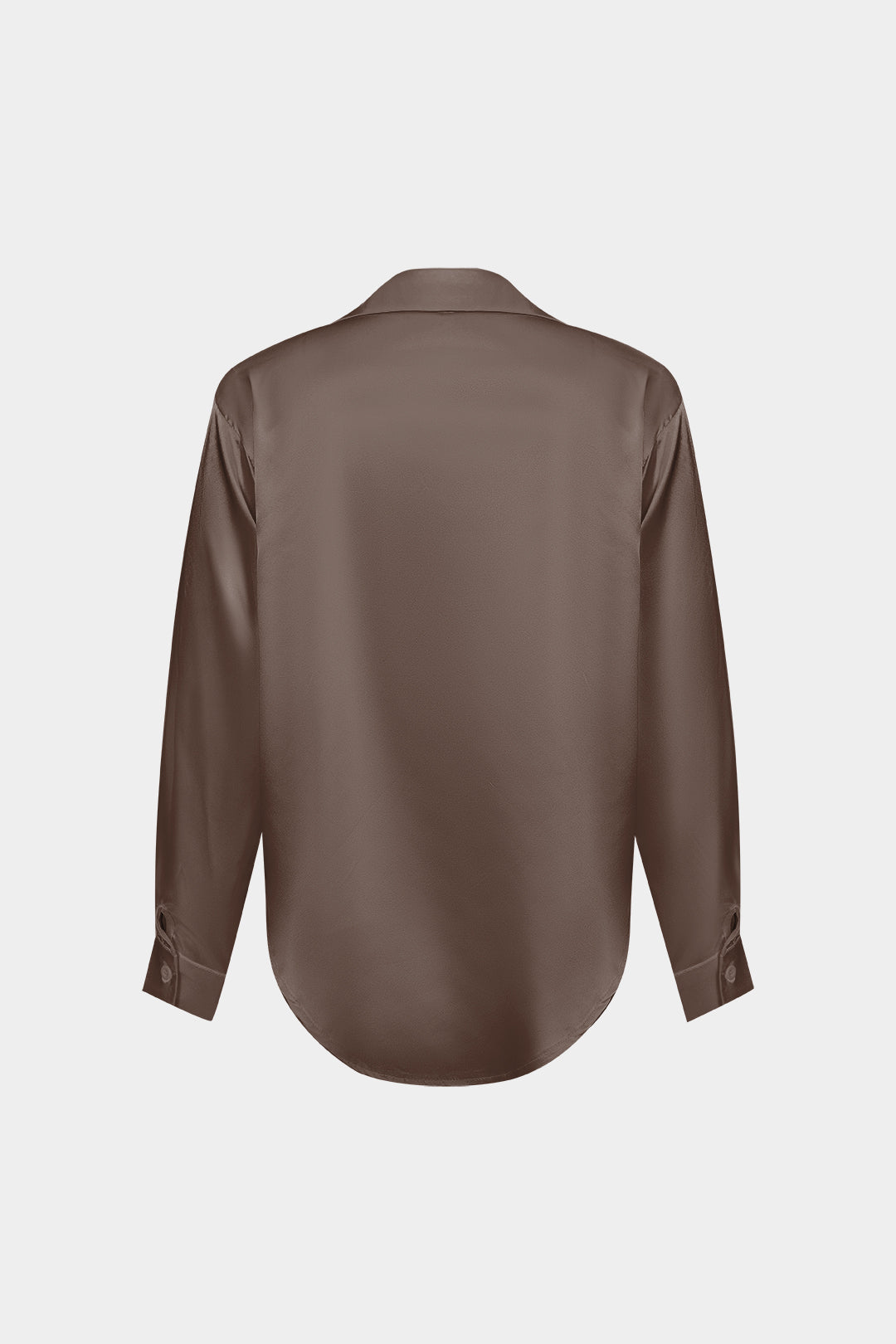 Basic Solid Satin Long-Sleeve Shirt