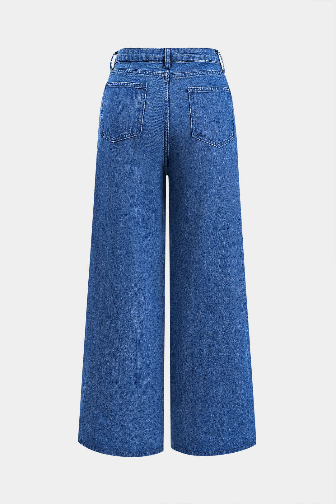 Denim Stripe Button Pocket Wide Leg Jeans