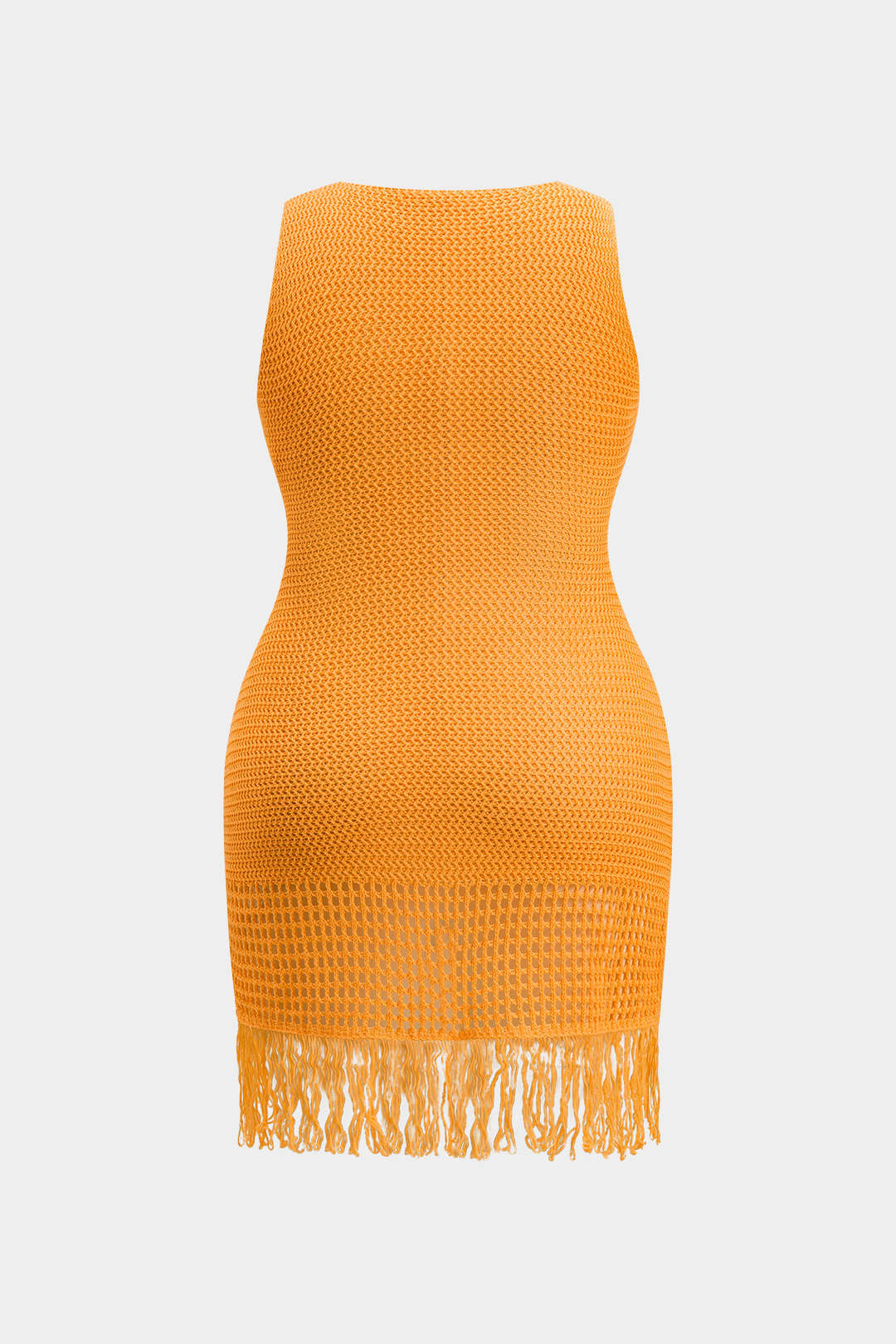 Plus Size Knit Fringe Sleeveless Mini Dress