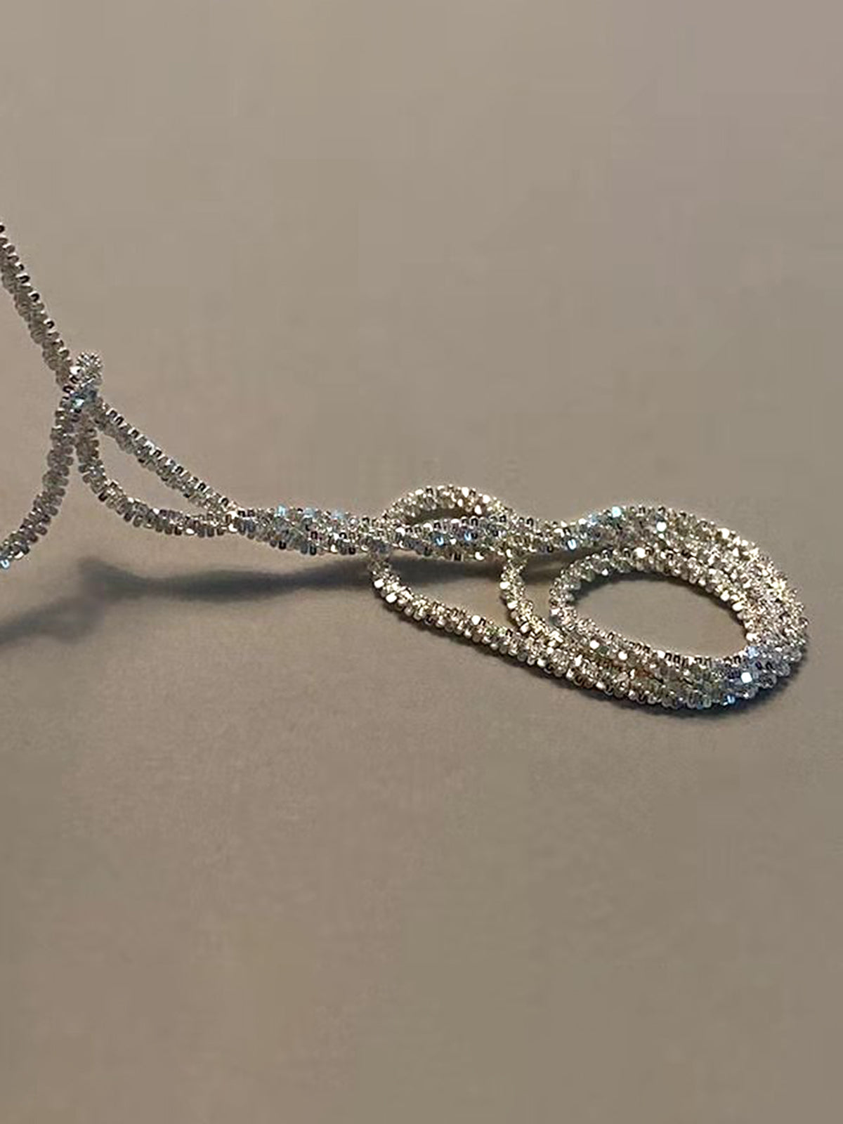 Rhinestone Decor Silver Plated Necklace