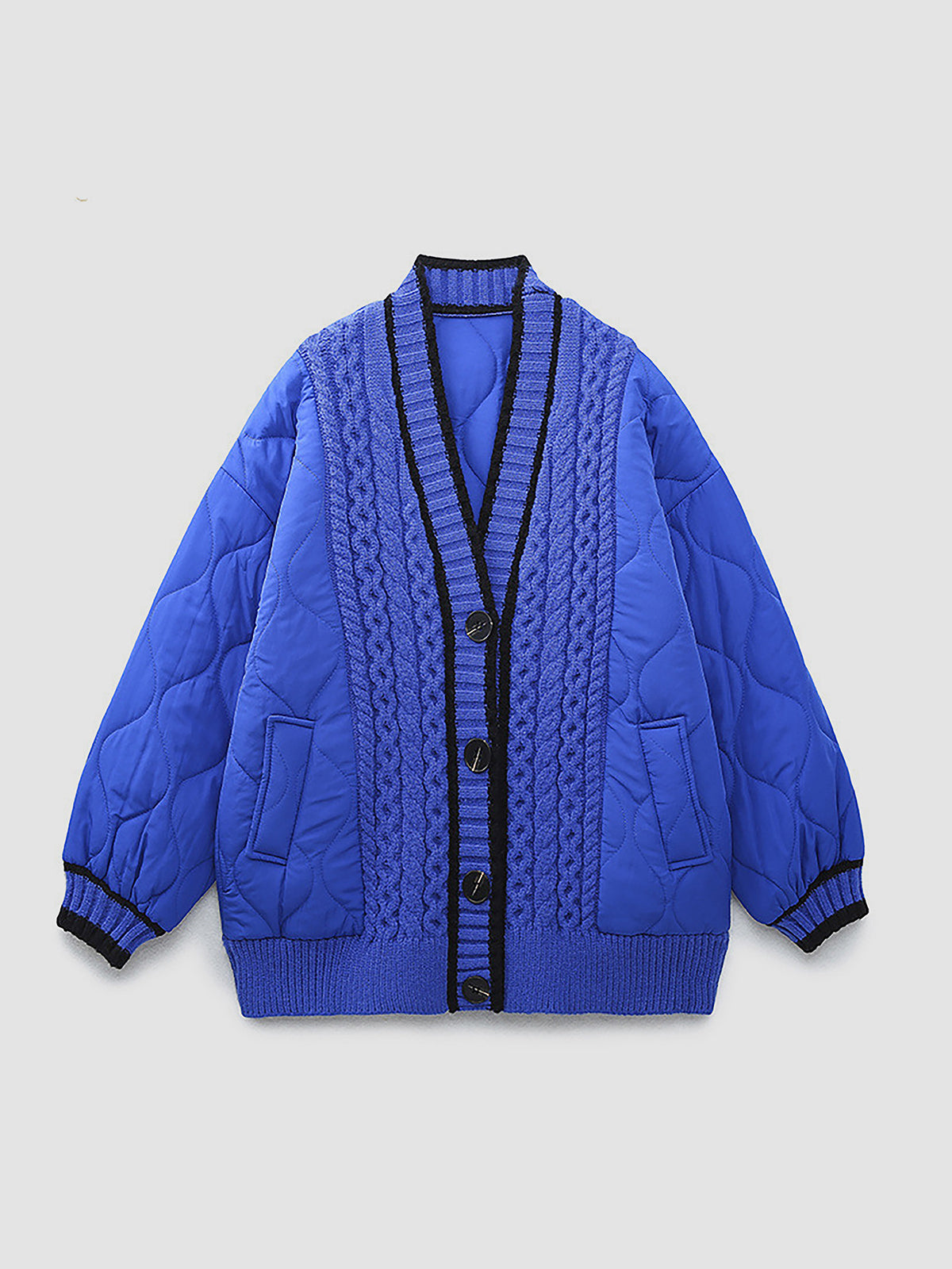 Braided Quilted Oversized Cardigan Coat