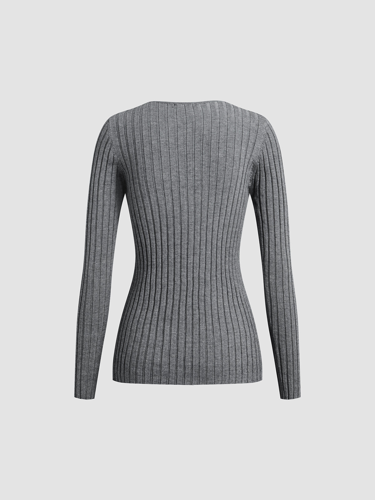 Solid Textured V-neck Knit Top