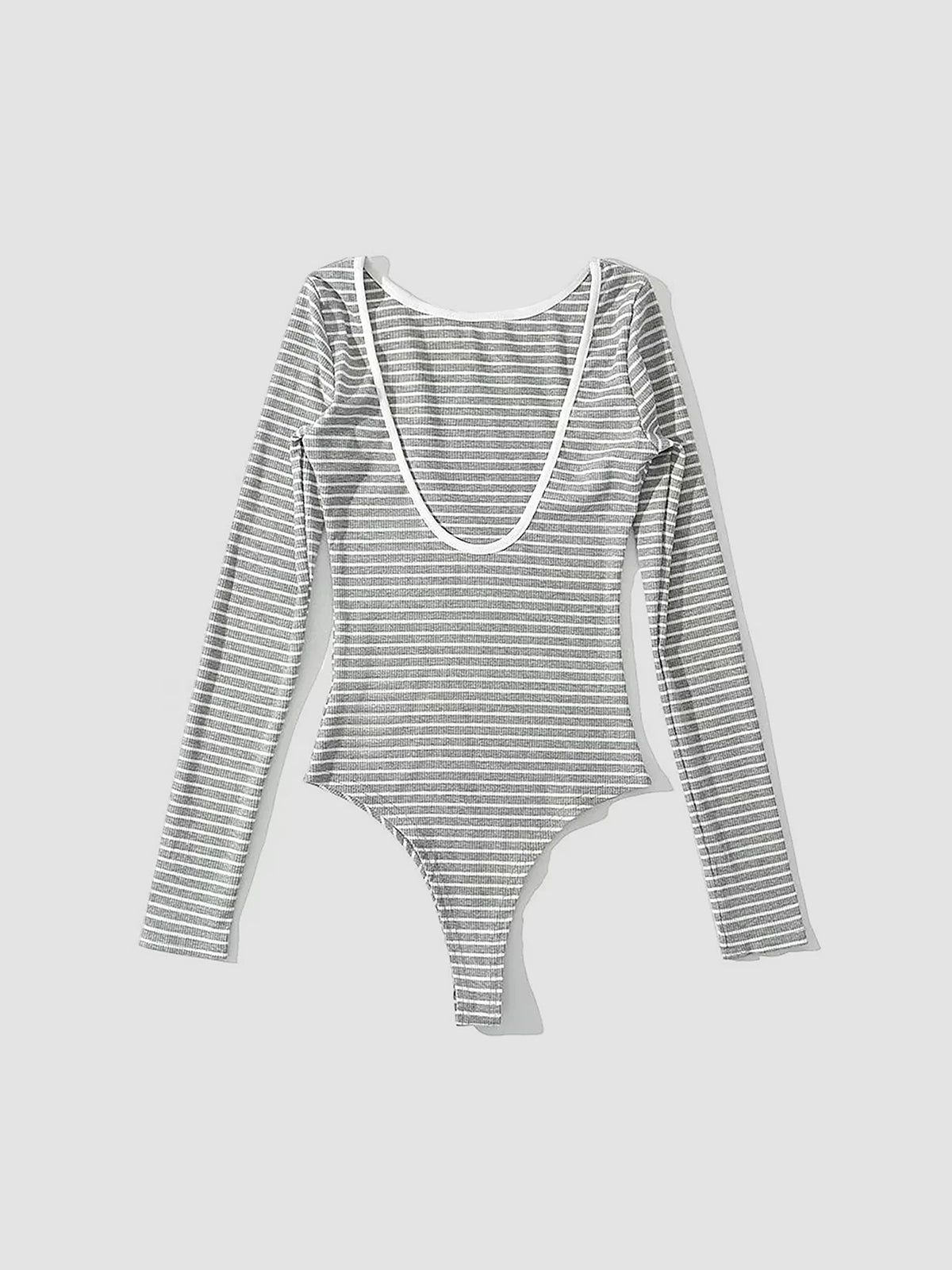 Open Back Stripe Long Sleeve Bodysuit