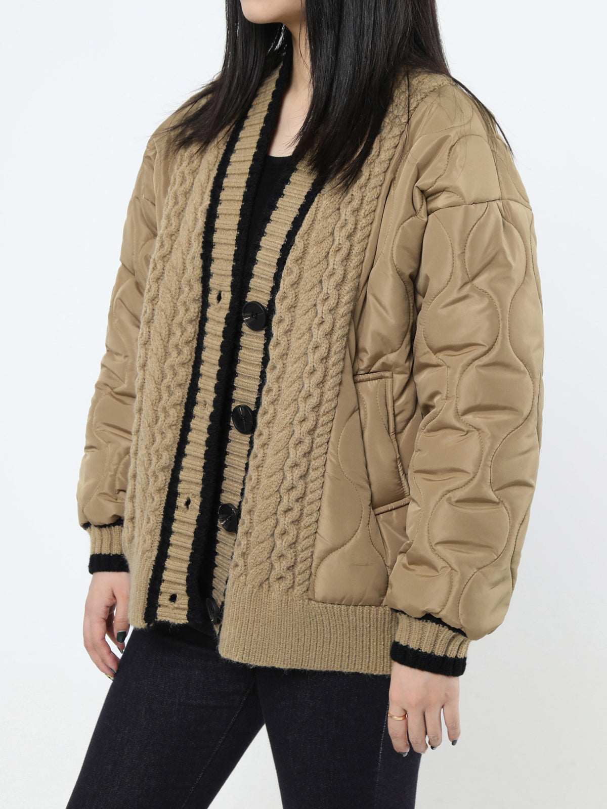 Braided Quilted Oversized Cardigan Coat