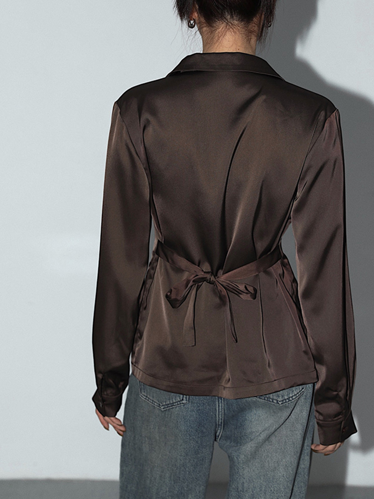 Leisure Oversized Satin Tie Back Shirt