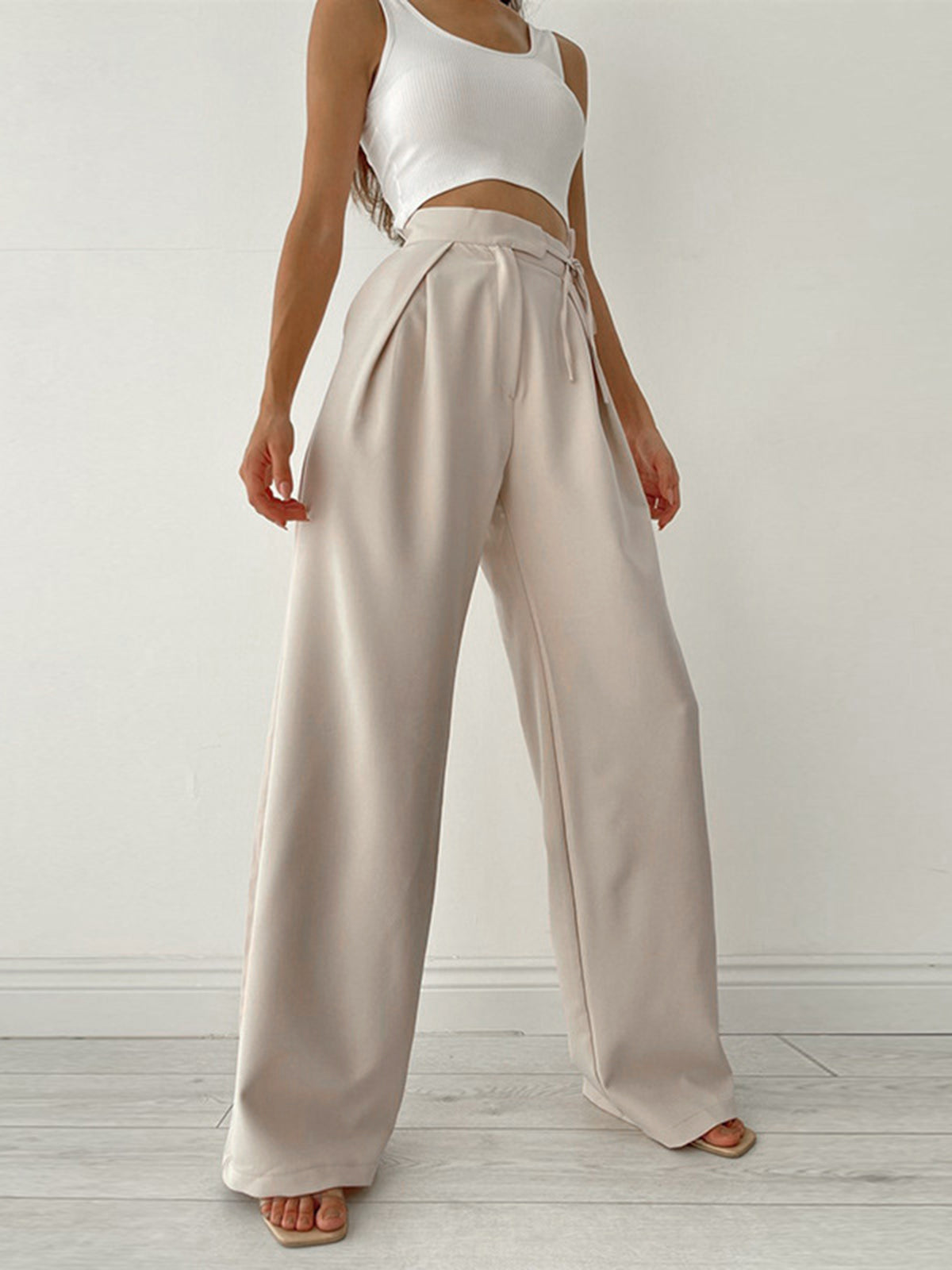 Palazzo Tied Wide Leg Dress Pants