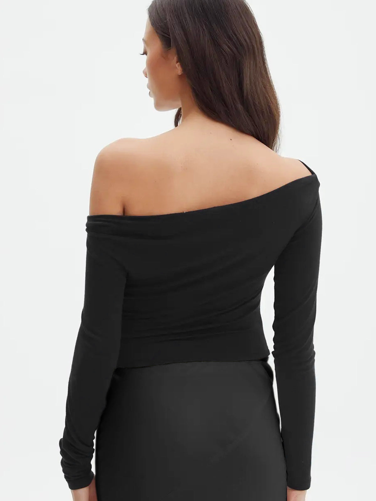 Oblique Off-Shoulder Long Sleeve T-Shirt