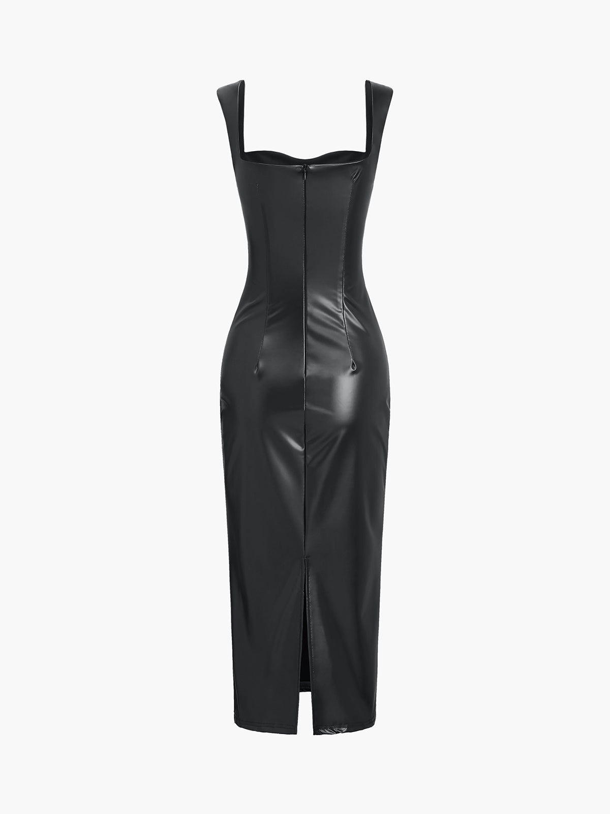 Faux Leather Bodycon Midi Dress