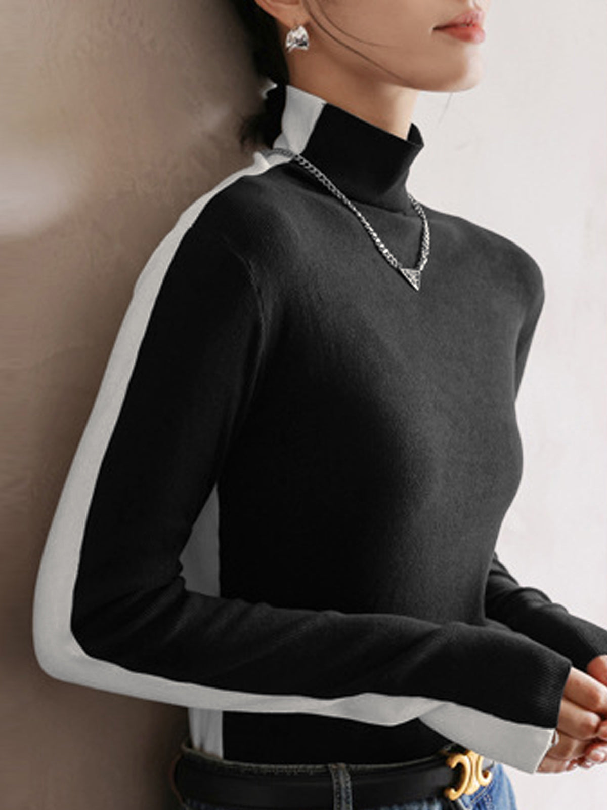 Double Sided Colorblock Long Sleeve Top