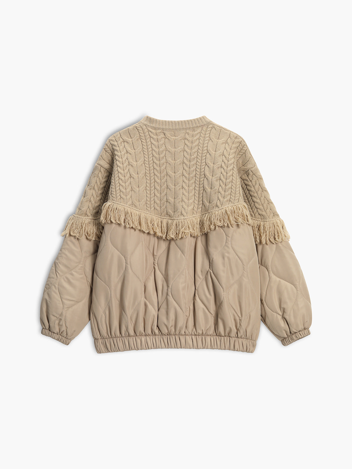 Patchwork Cable Knit Quilted Coat