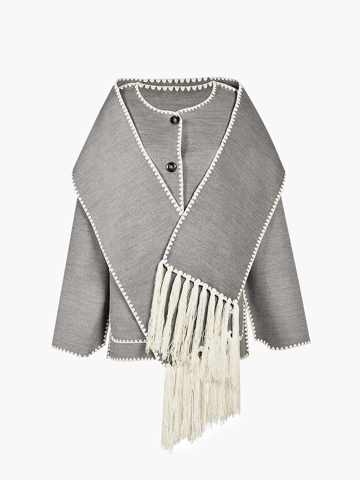 Contrast Trim Jacket With Matching Scarf