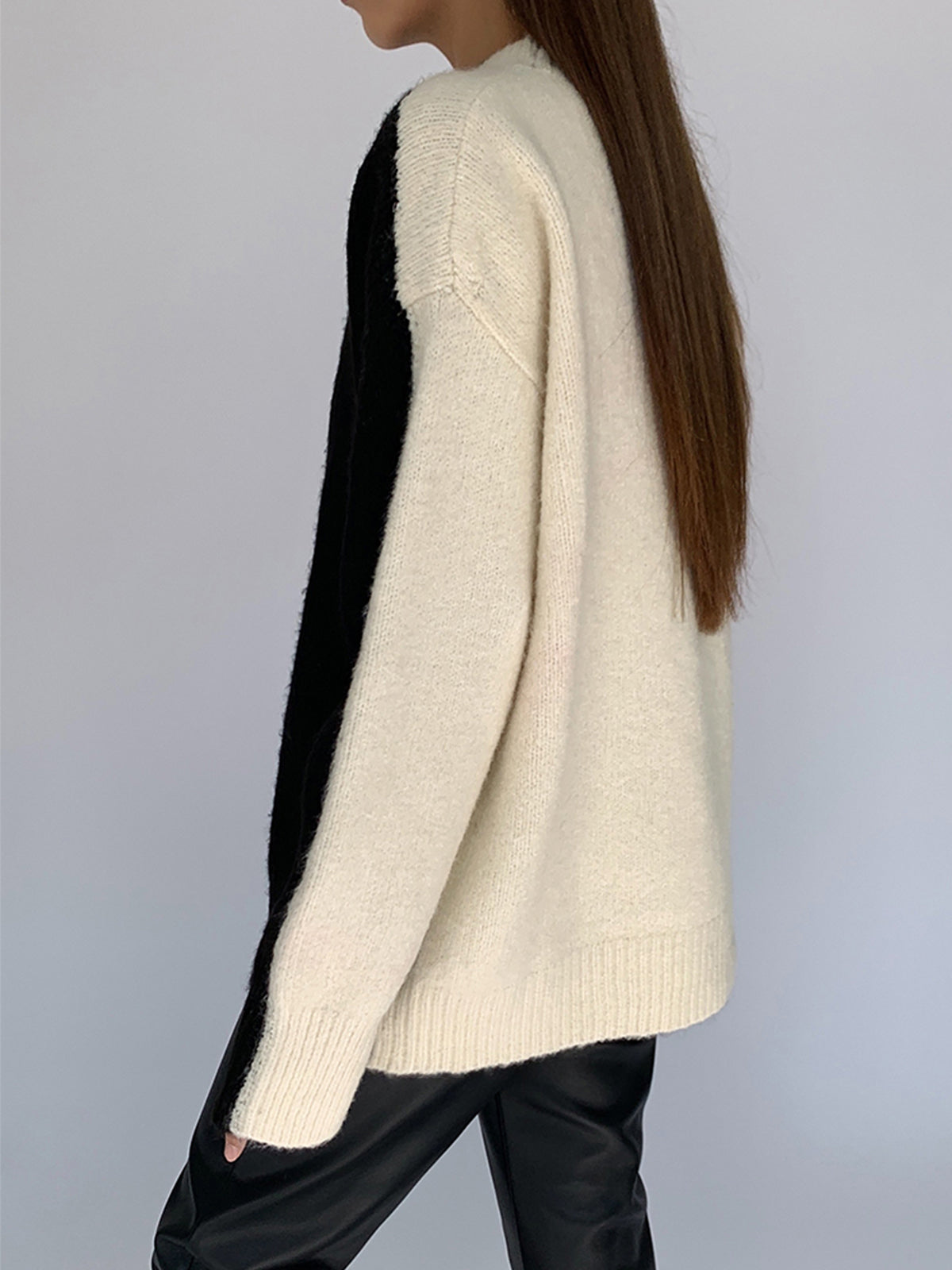 Casual Contrast Color Knit Sweater