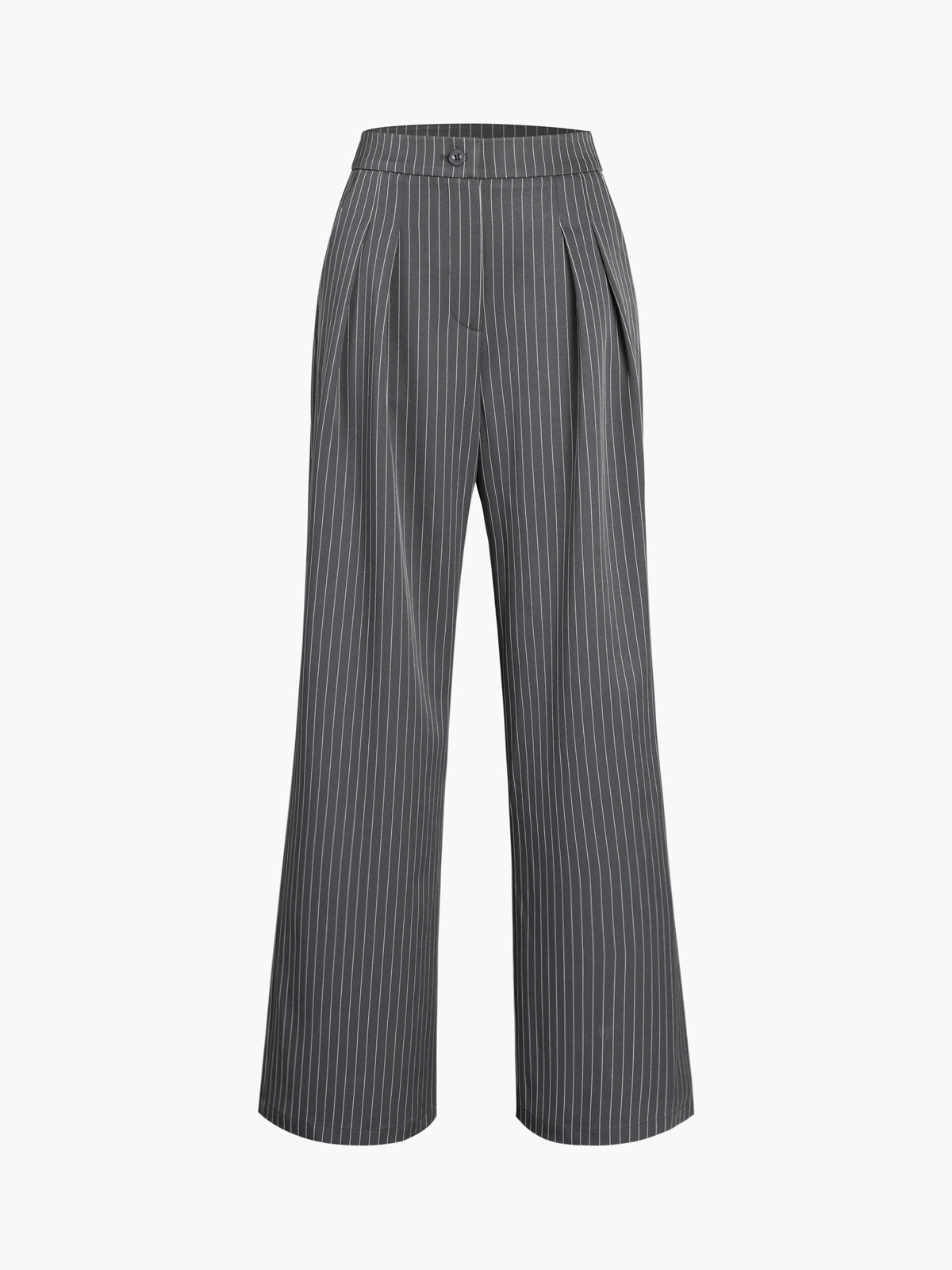 Pinstripe Pleated Wide-Leg Pants