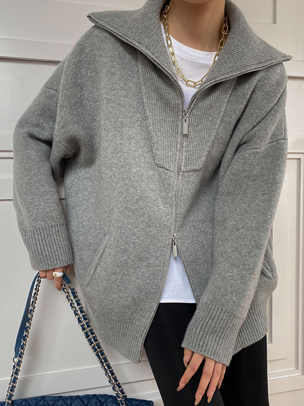 Oversized Open Collar Cardigan