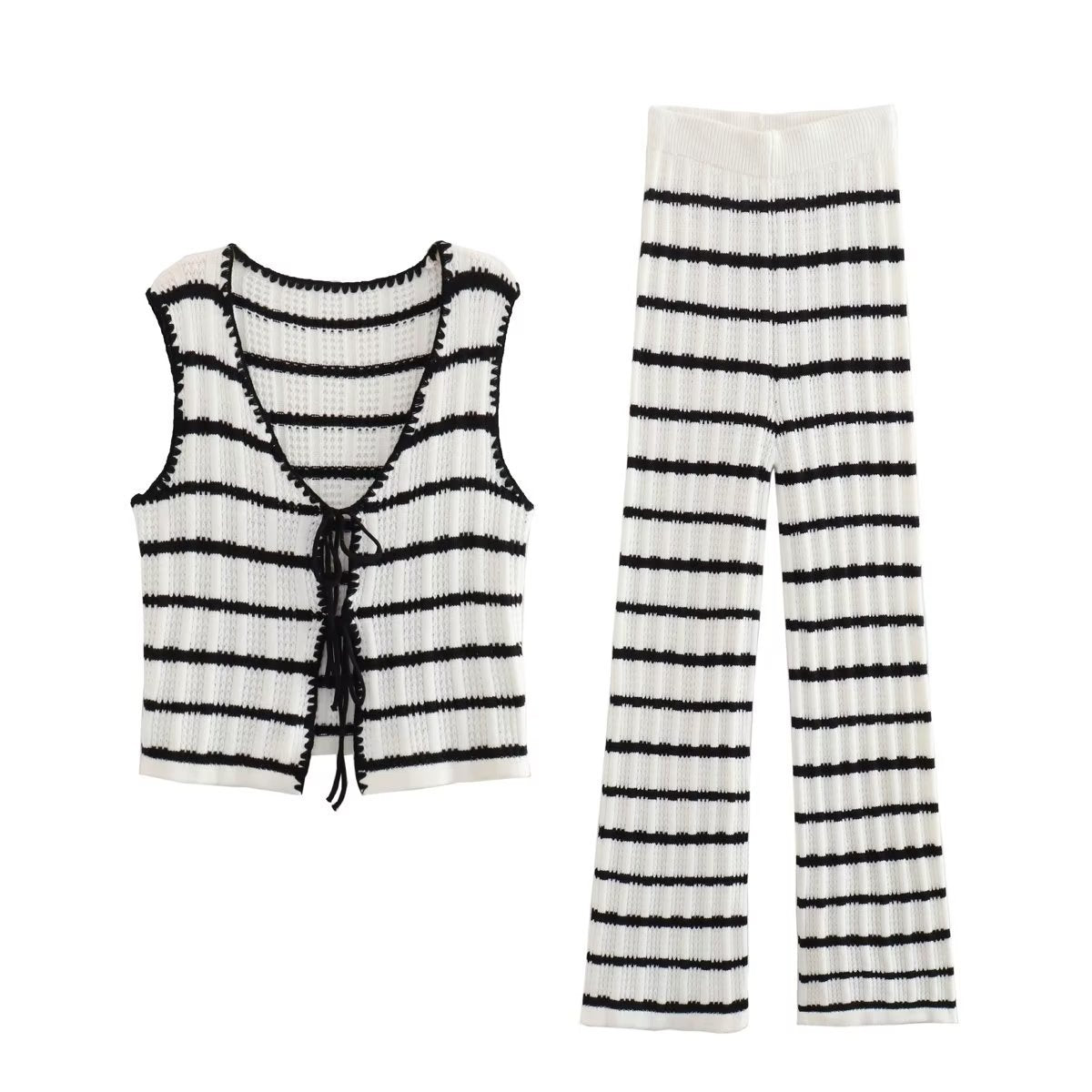 Striped Knotted Sweater Set