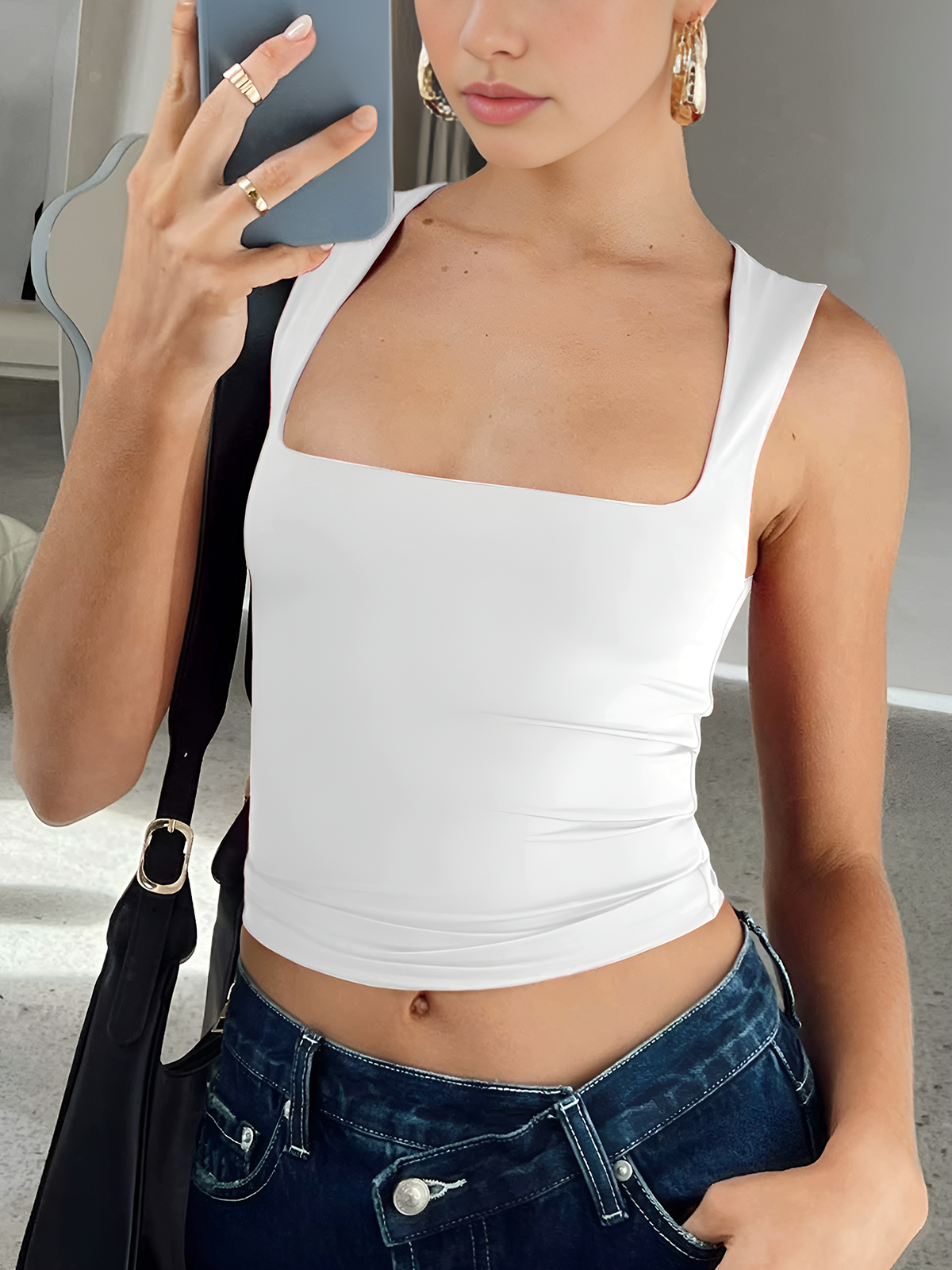 Jersey Basic Strappy Top