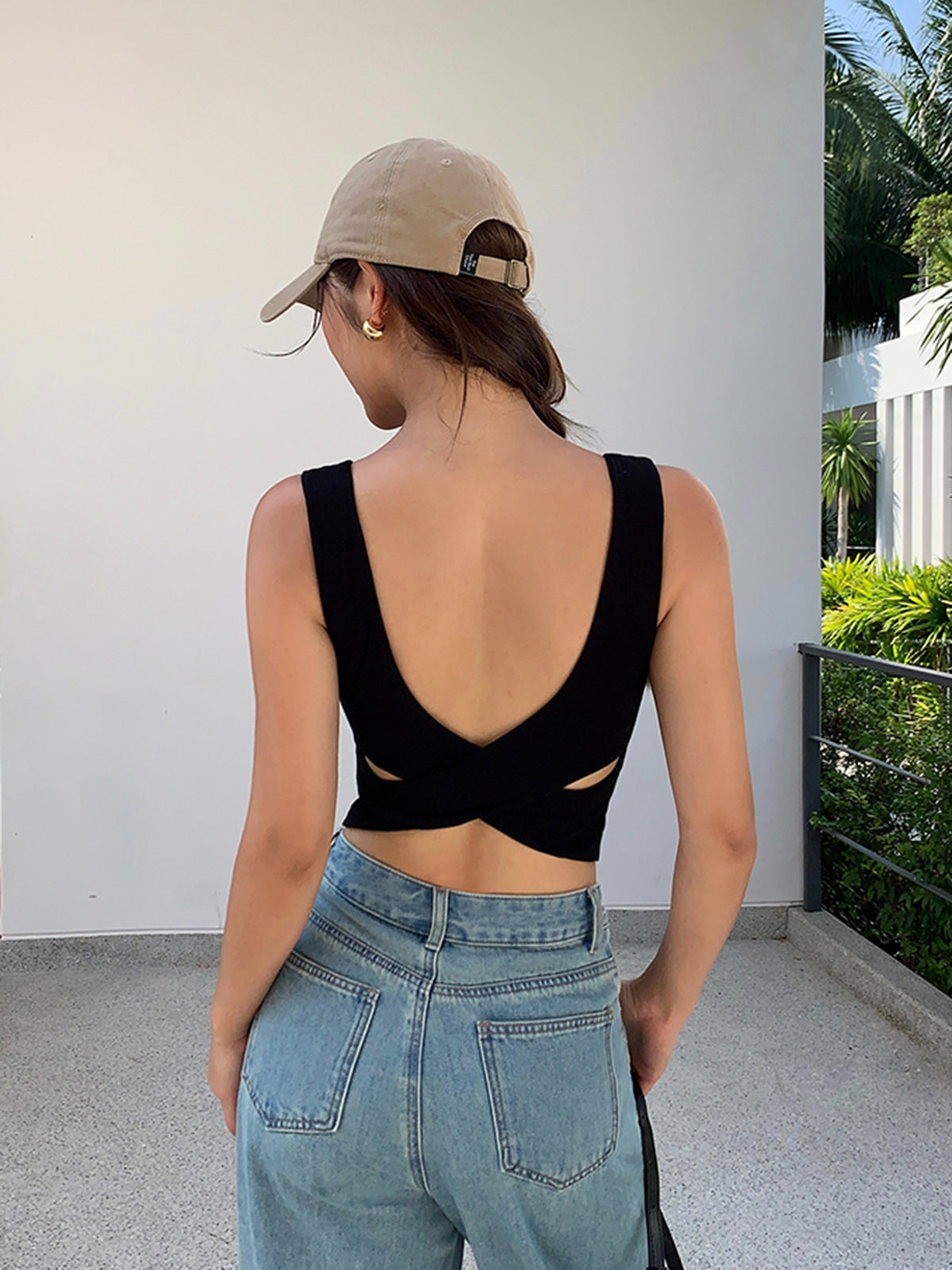 Cross Back Crop Strappy Top