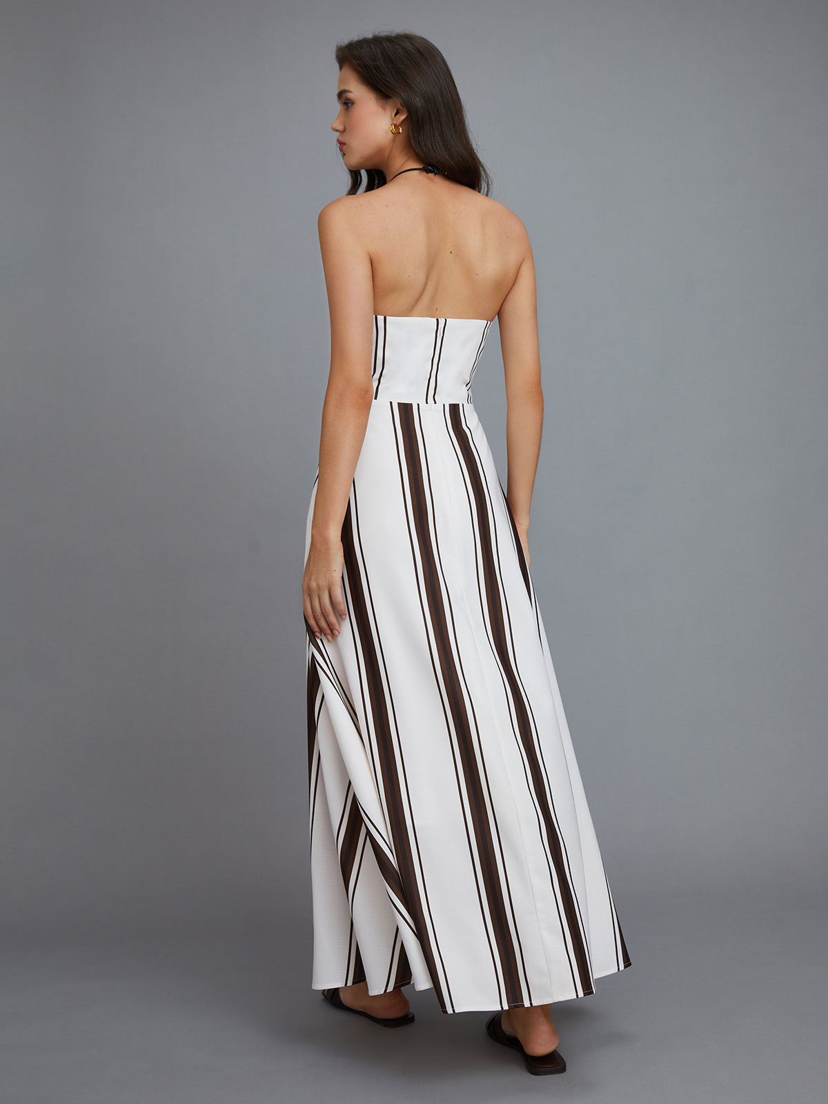 Striped Off-Shoulder Long Dress