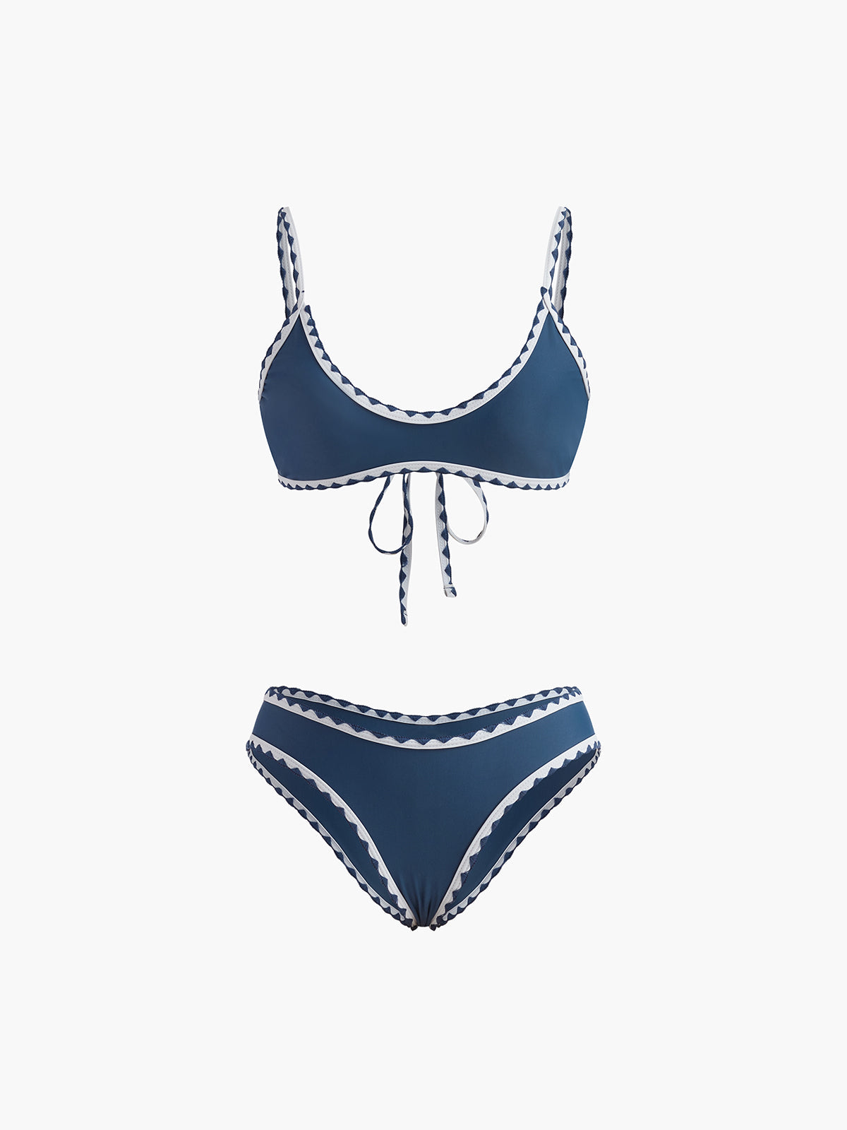 Contrast Trim Knotted Bikini Set