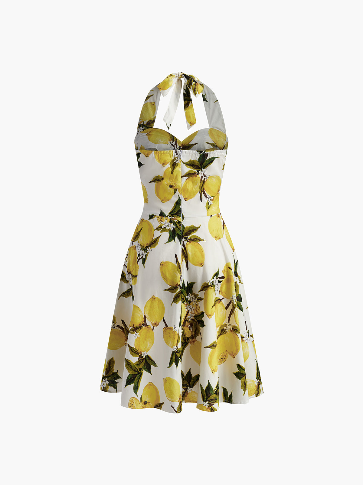 Print Cotton Halter Sweetheart Neck Dress