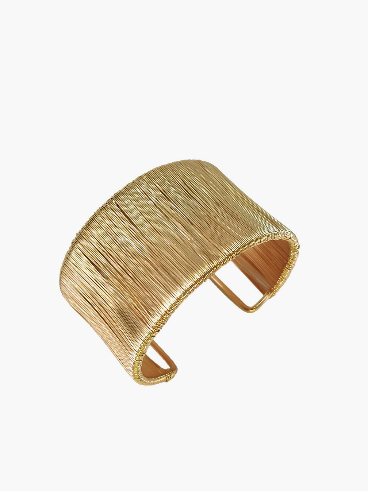 Gold Ribbed Wire Cuff Bracelet