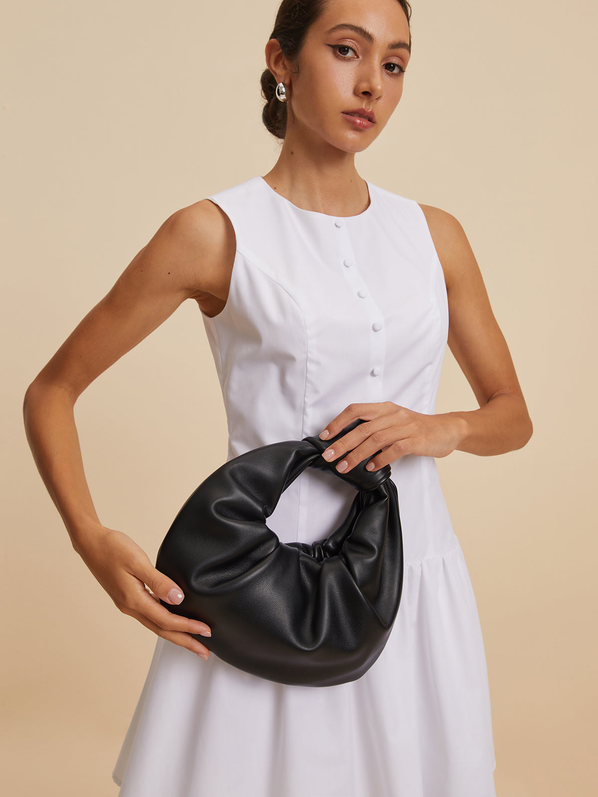 Crescent Knotted Ruched Bag