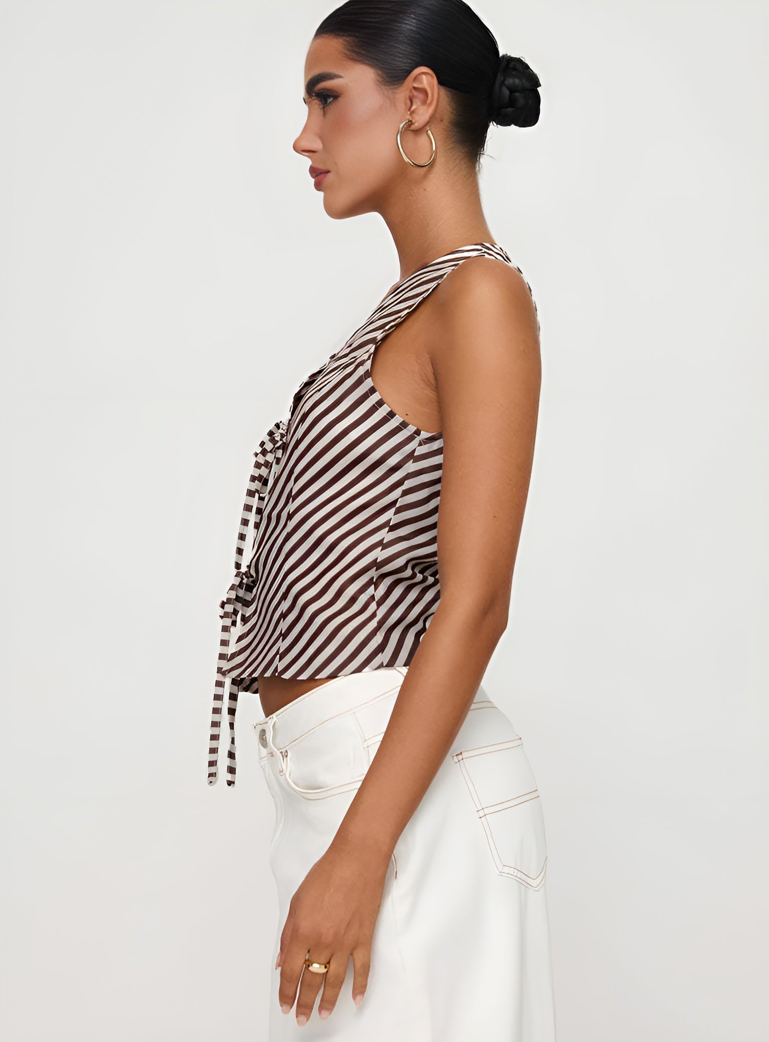 Stripe Knotted V-Neck Vest