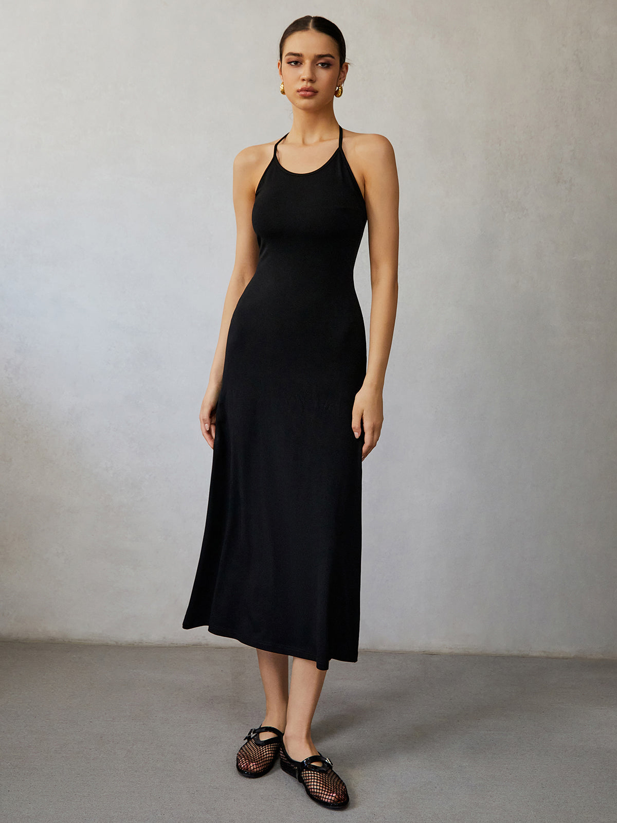 Halter Backless Midi Dress