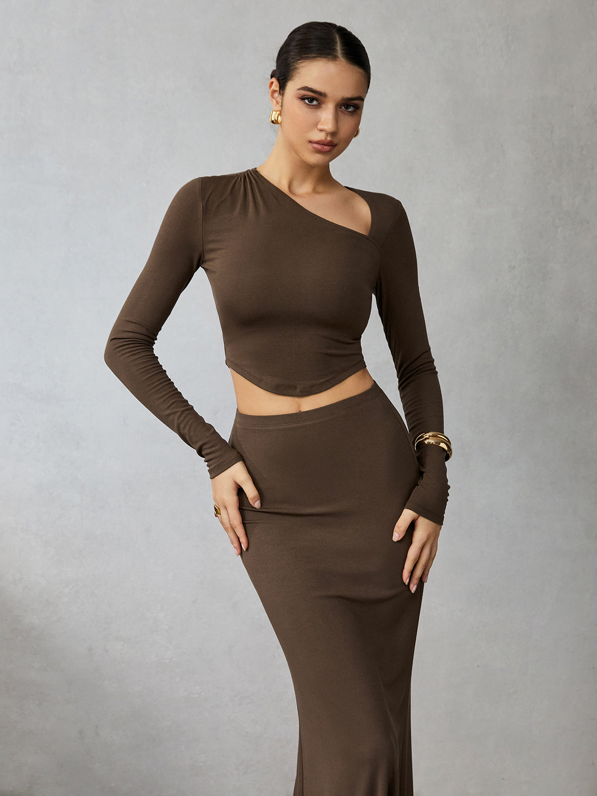 Asymmetrical Long Sleeve Skirt Set