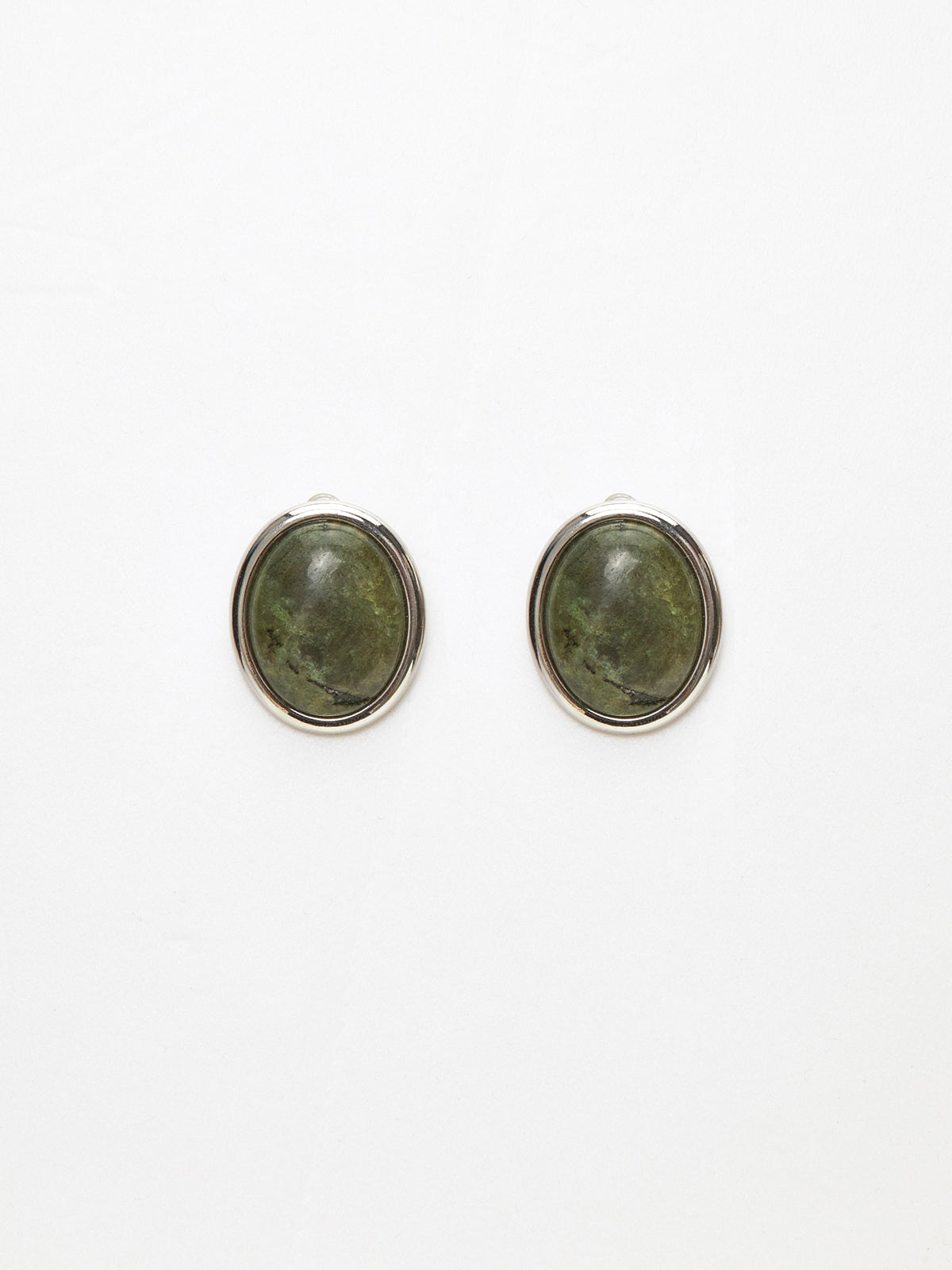 Moss Green Spectrolite Stud Earrings