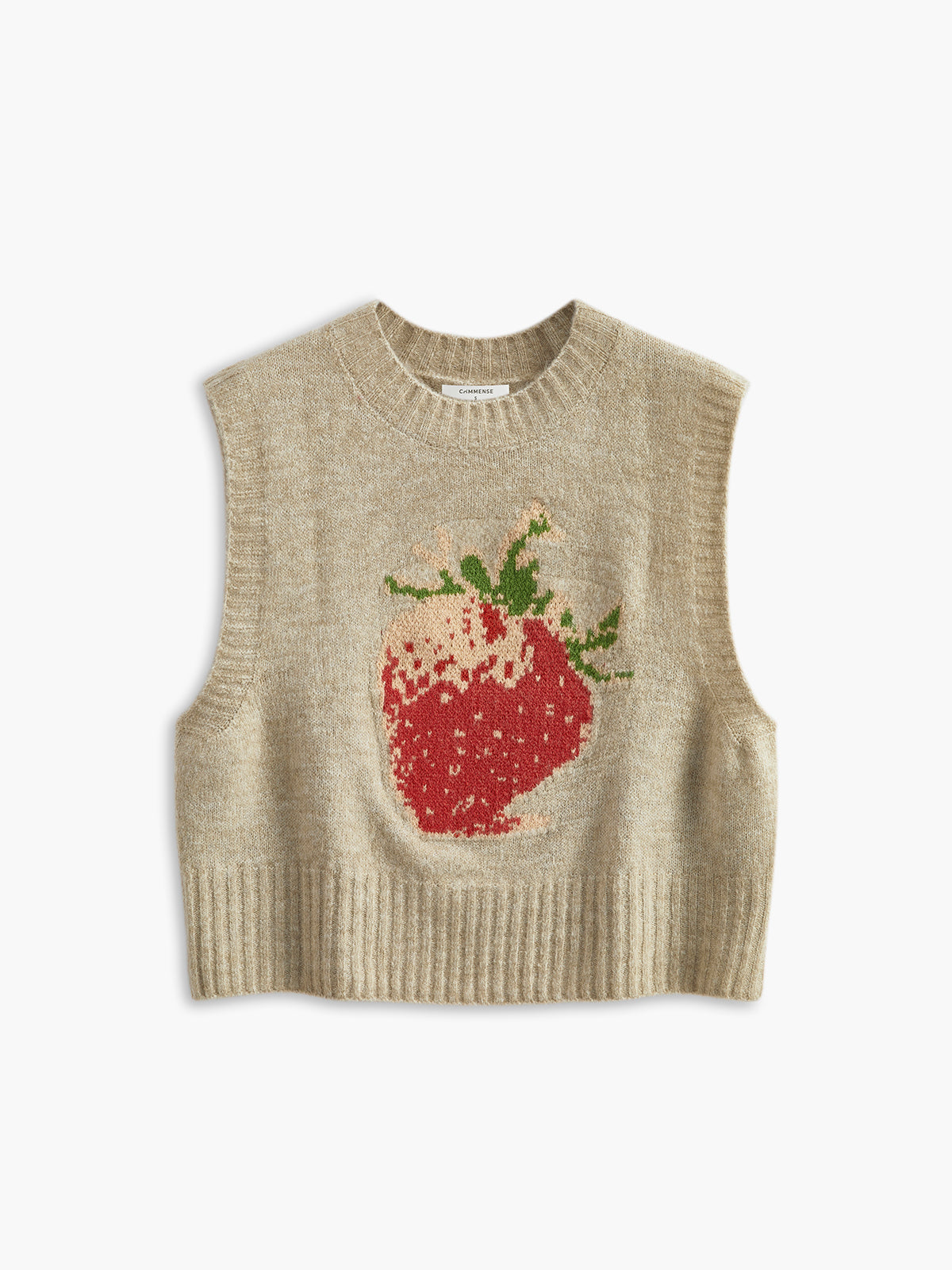 Crew Neck Strawberry Sweater Vest