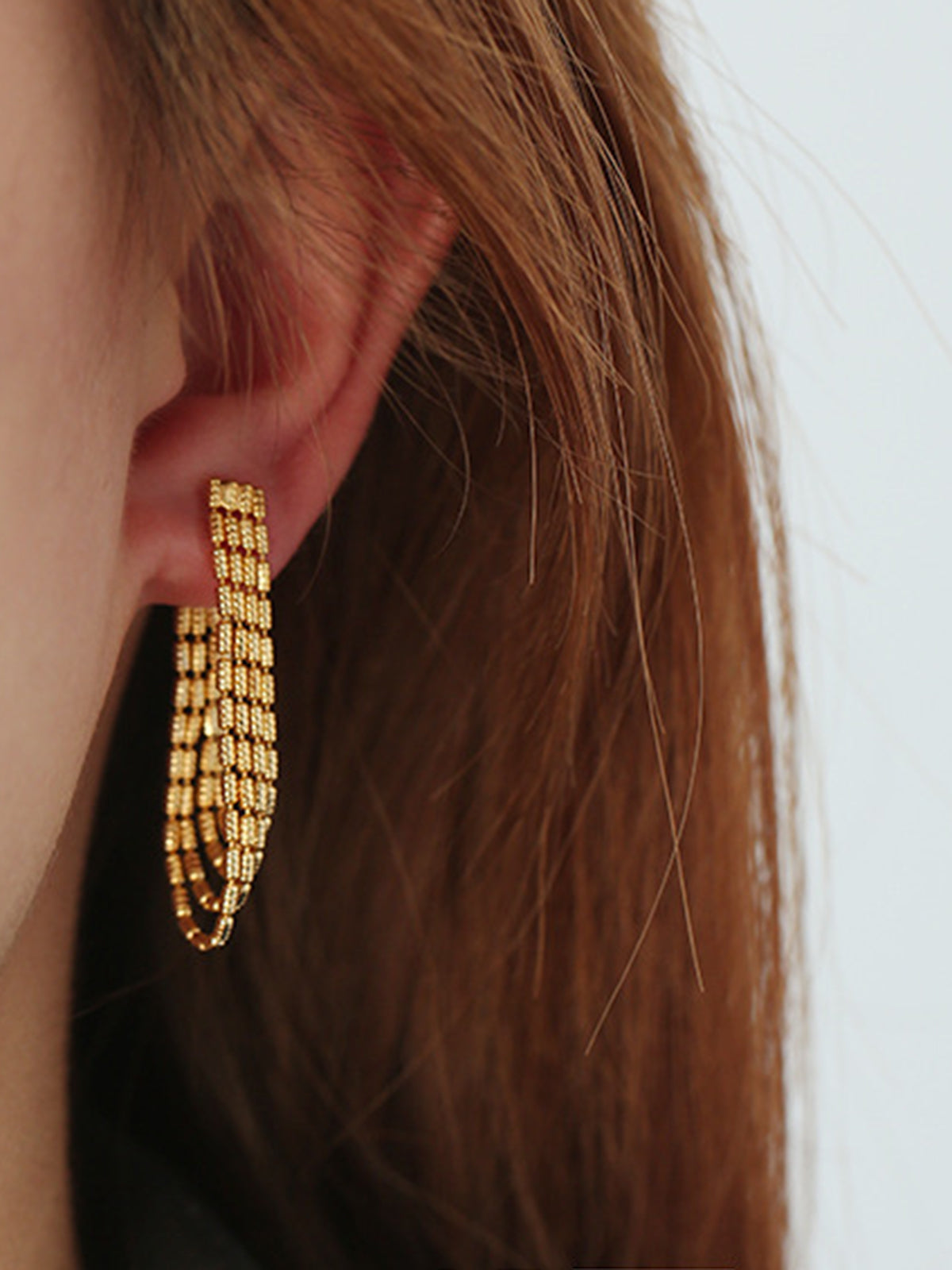 Golden Tassel Chain Drop Earrings