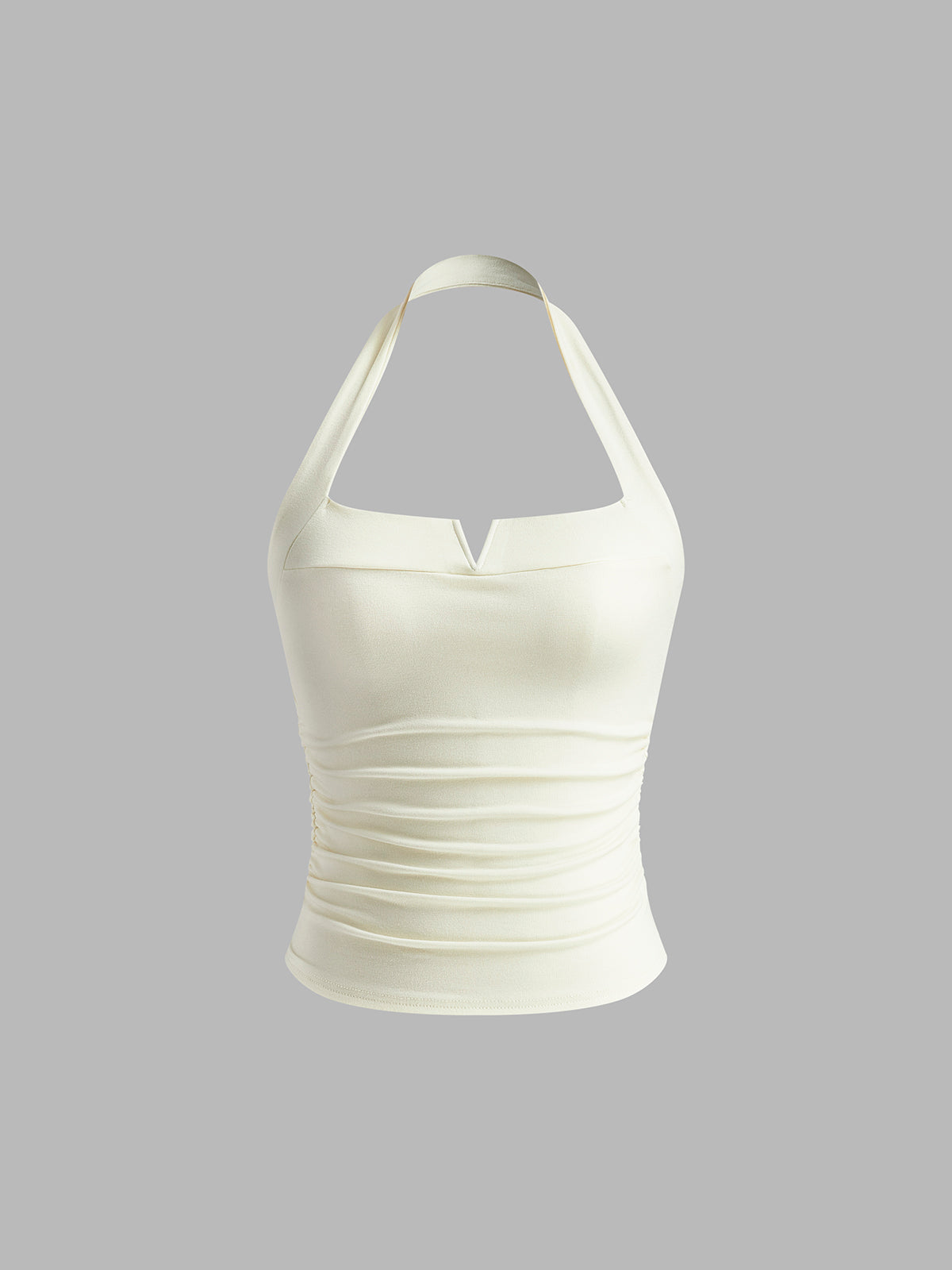 Pleated Ribbed Halter Top