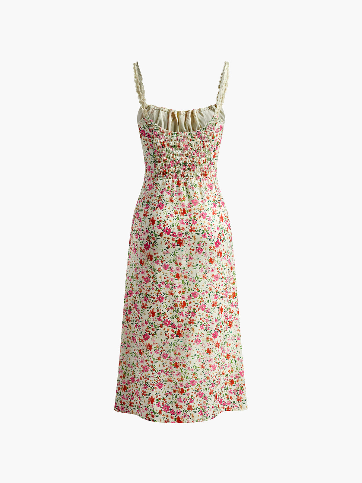 Floral Print Trim Cami Midi Dress