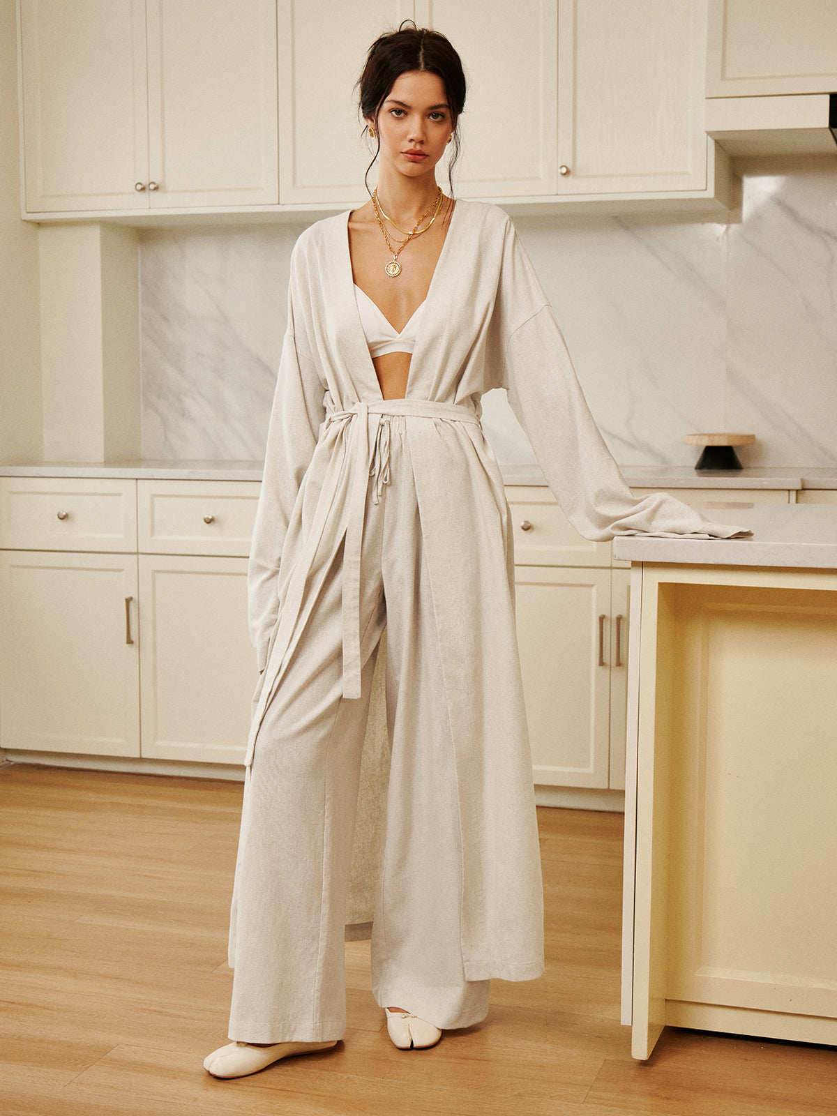 Oversized Solid Belted Draped Maxi Long Shirt