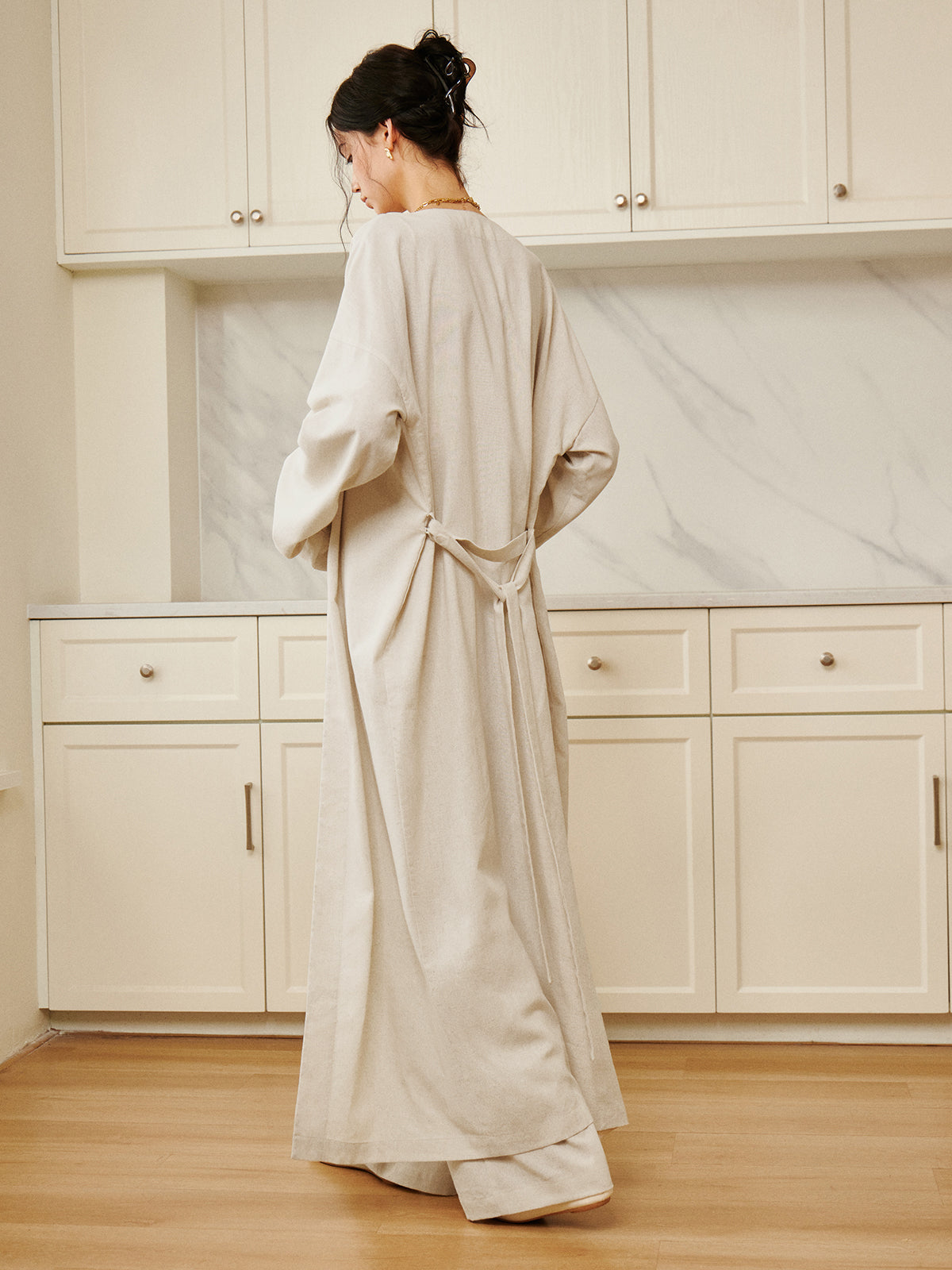 Oversized Solid Belted Draped Maxi Long Shirt