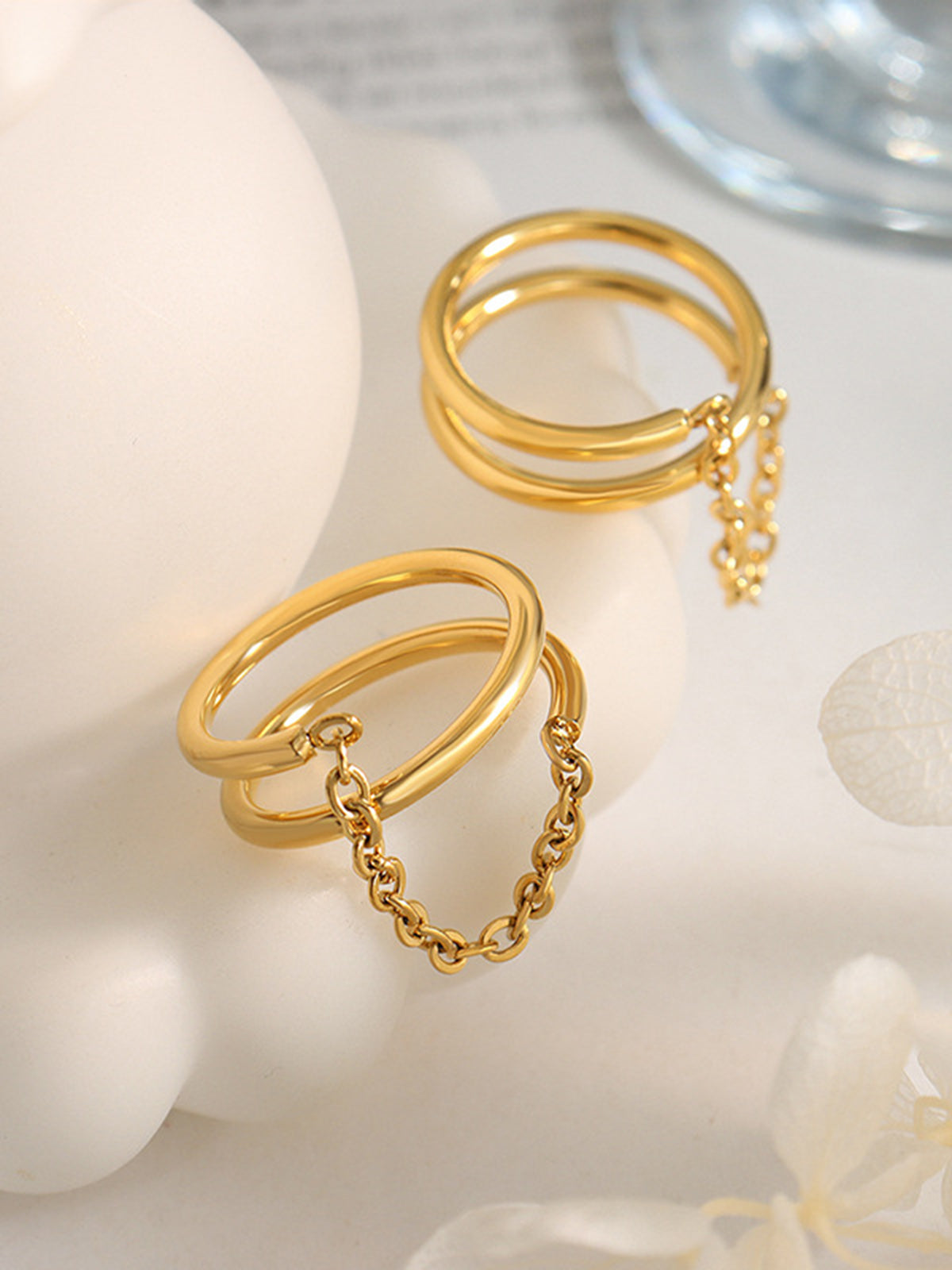 Double Layered Chain Decor Ring