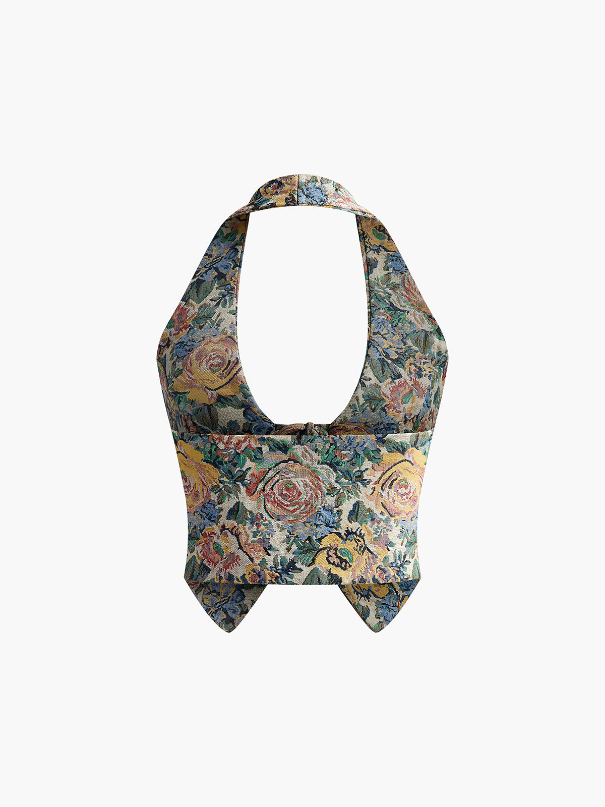 Printed Sexy Halter Tie Front Vest