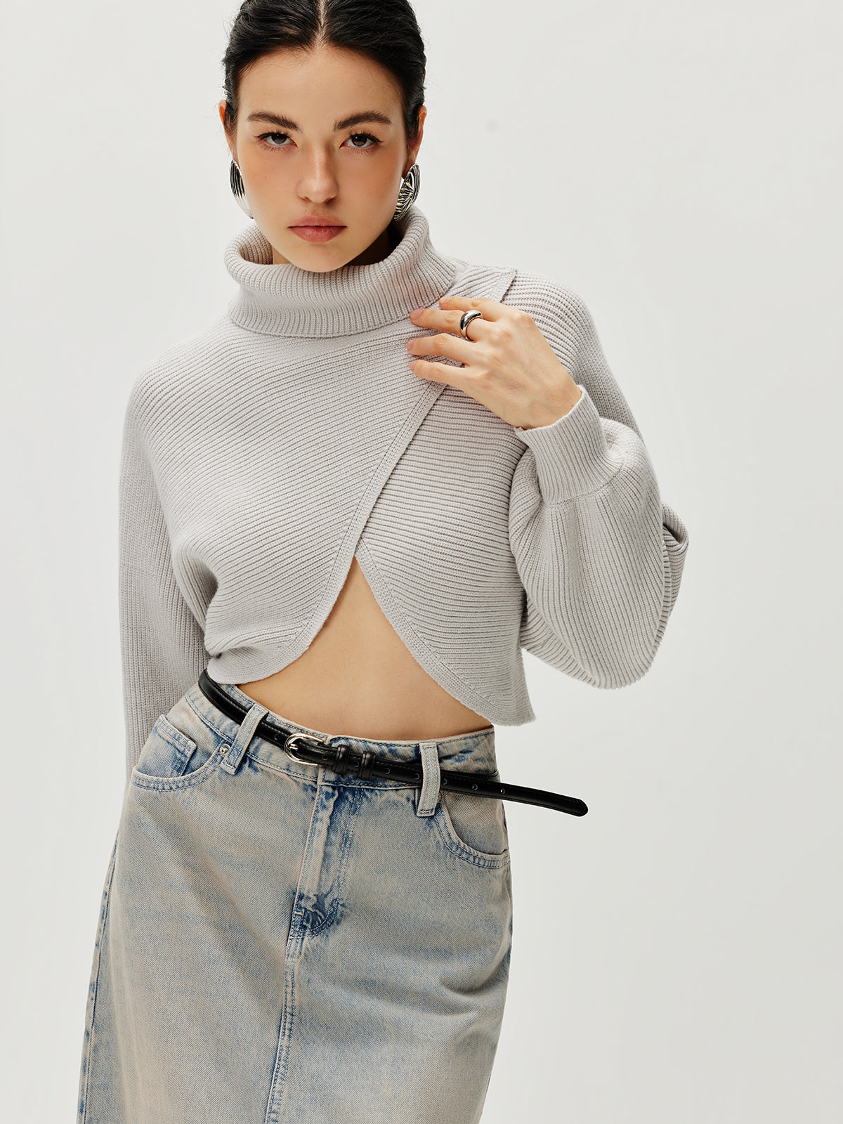 Turtleneck Batwing Sleeve Sweater