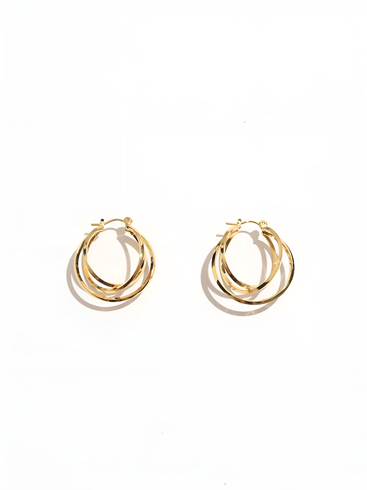 Triple Layered Golden Hoop Earrings