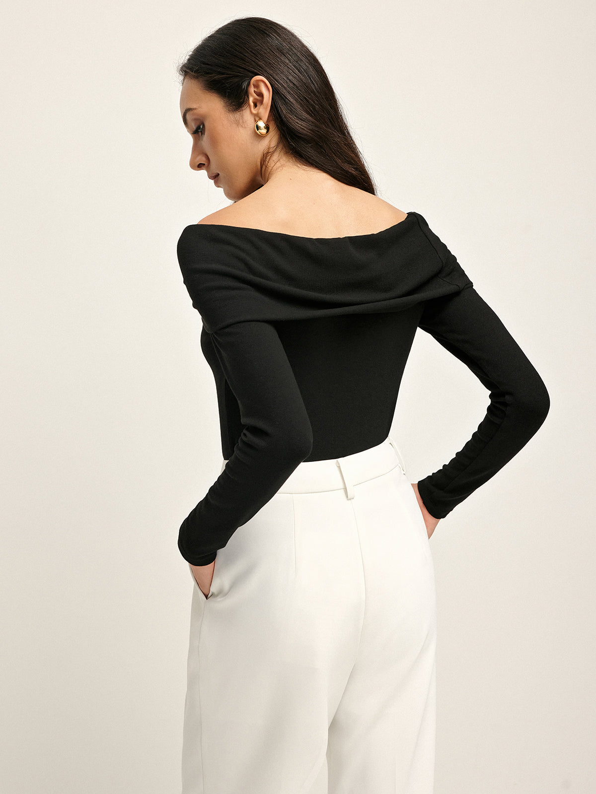 Pleated Off Shoulder T-Shirt