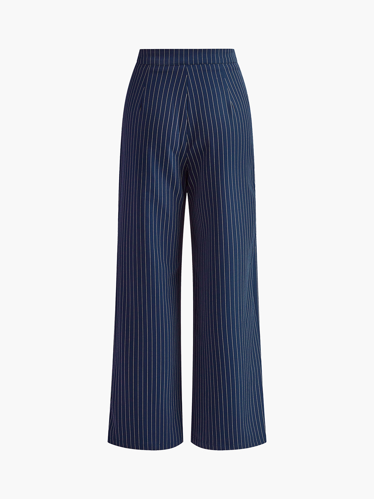 Pinstripe Pleated Wide-Leg Pants