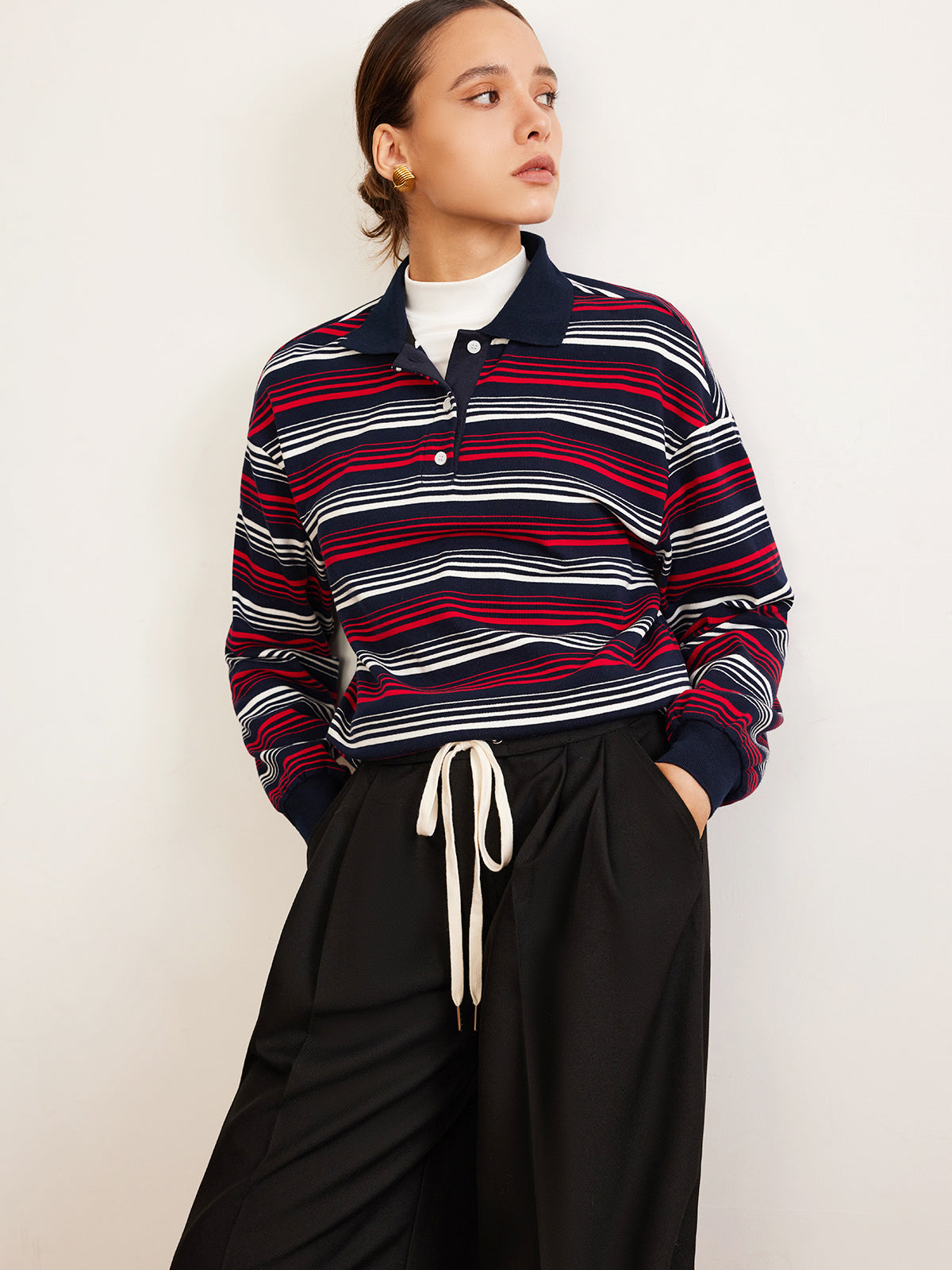 Retro Striped Polo T-Shirt