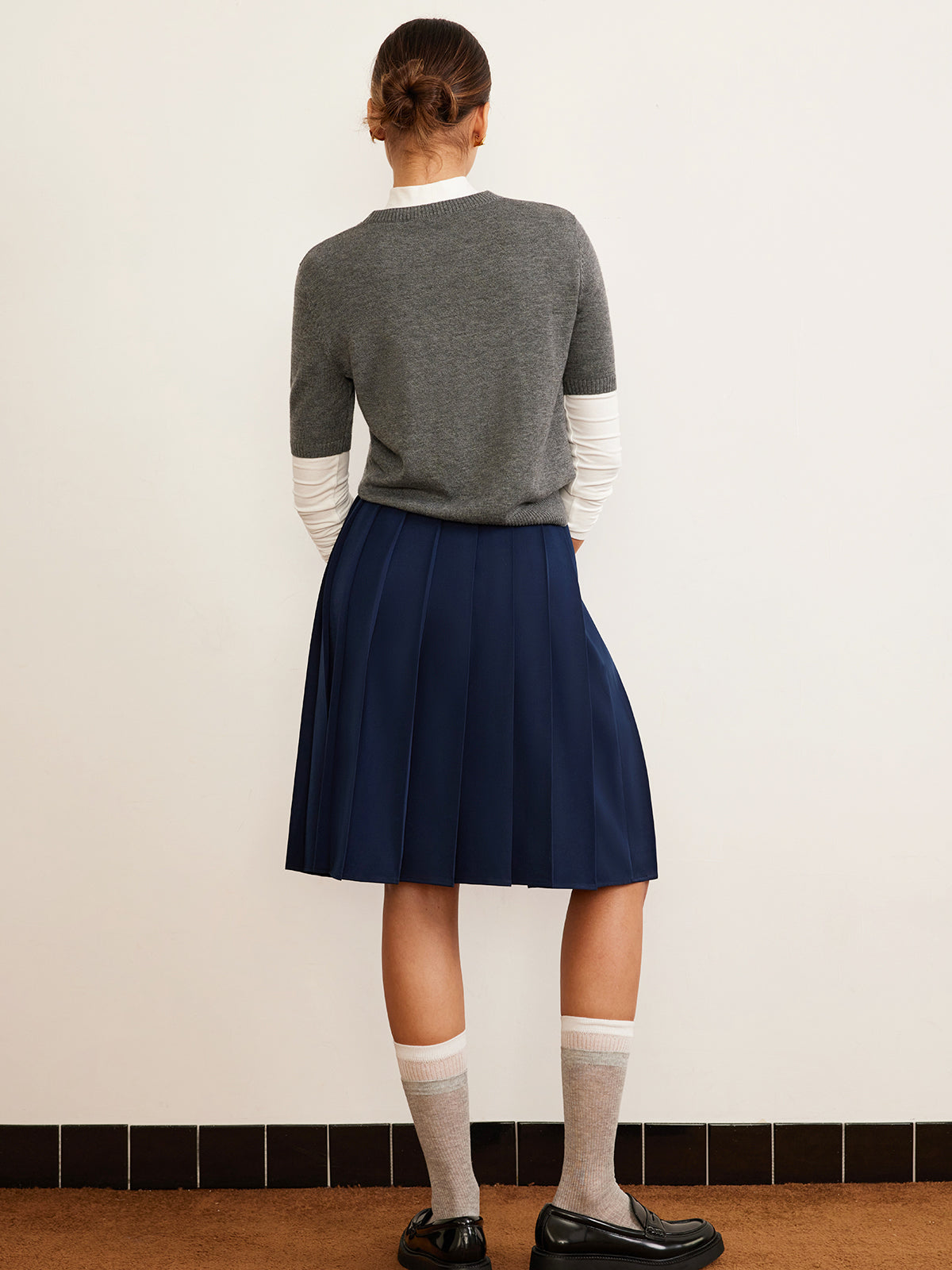 Wool-Blend Crew Neck Knit Top